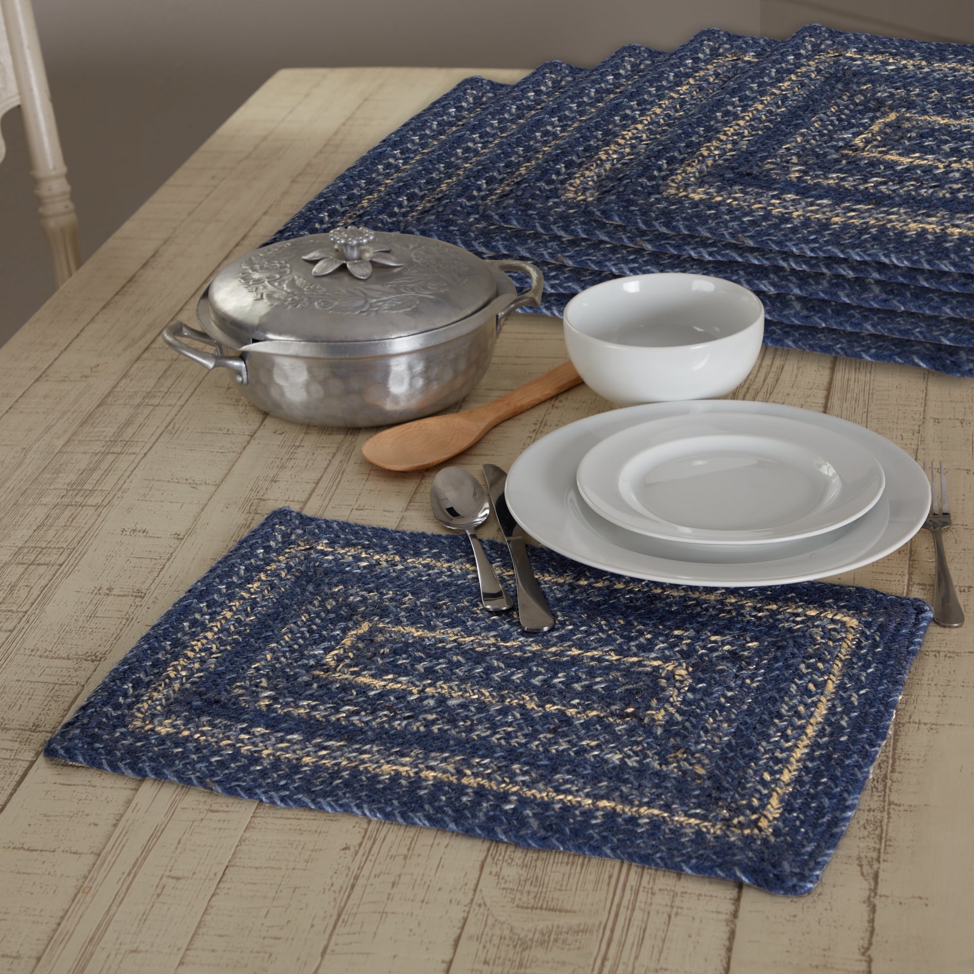 Great Falls Blue Jute Rect Placemat Set of 6