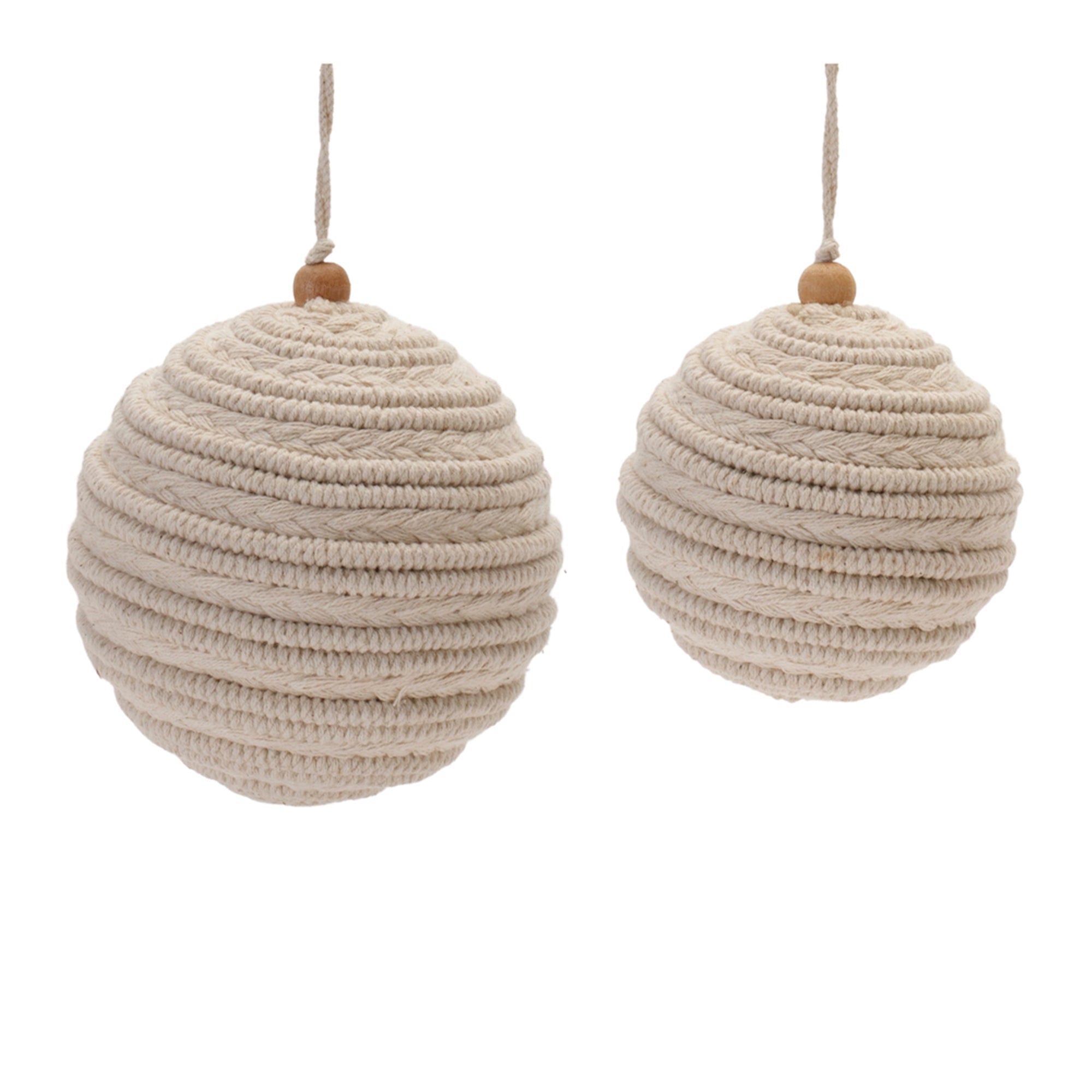 Ball Ornament (Set of 2) 4"D, 5"D /Cotton