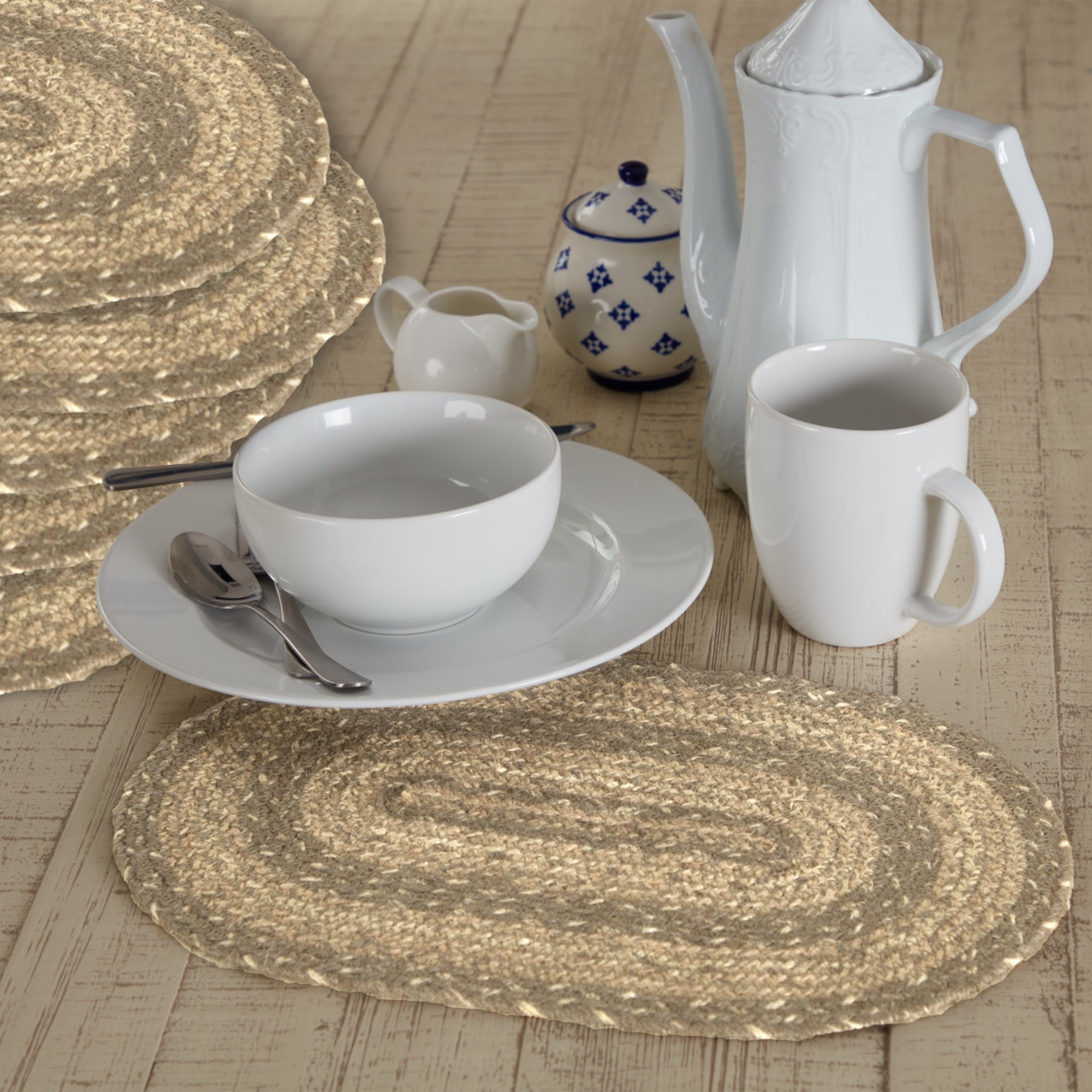 Cobblestone Jute Oval Placemat Set of 6 10x15
