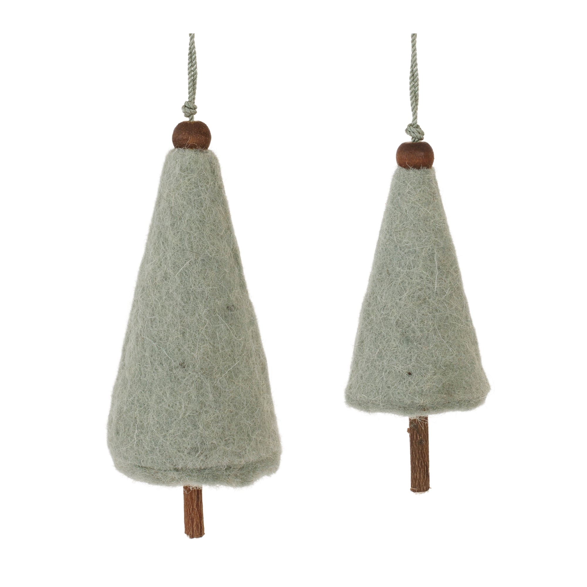 Tree Ornament (Set of 2) 5.5"H, 6.75"H /Wool