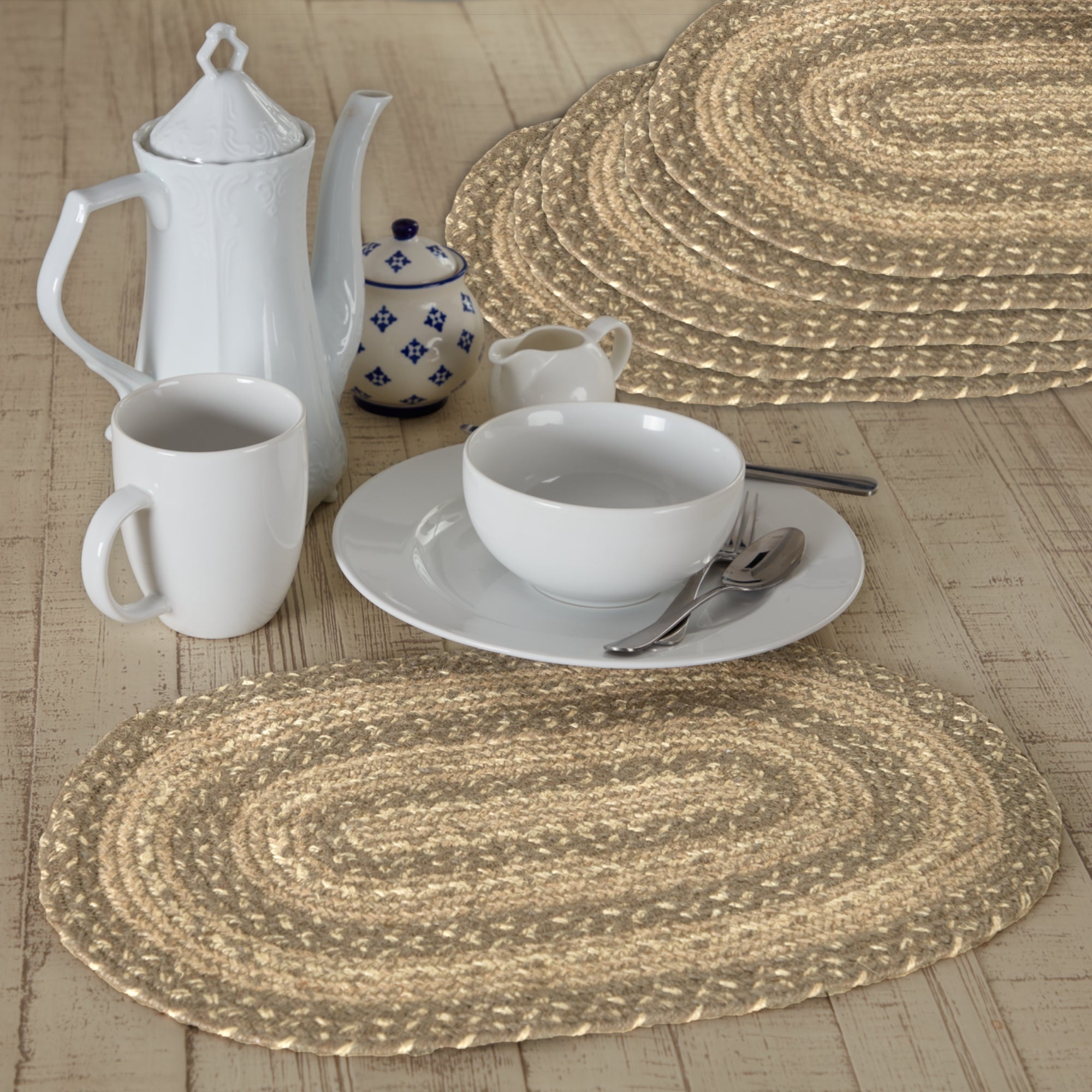 Cobblestone Jute Oval Placemat Set of 6 12x18