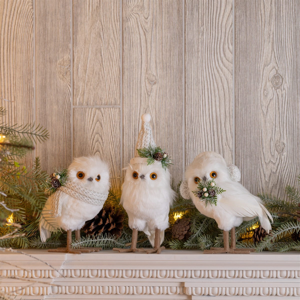 Winter Owl Figurines – Set of 3