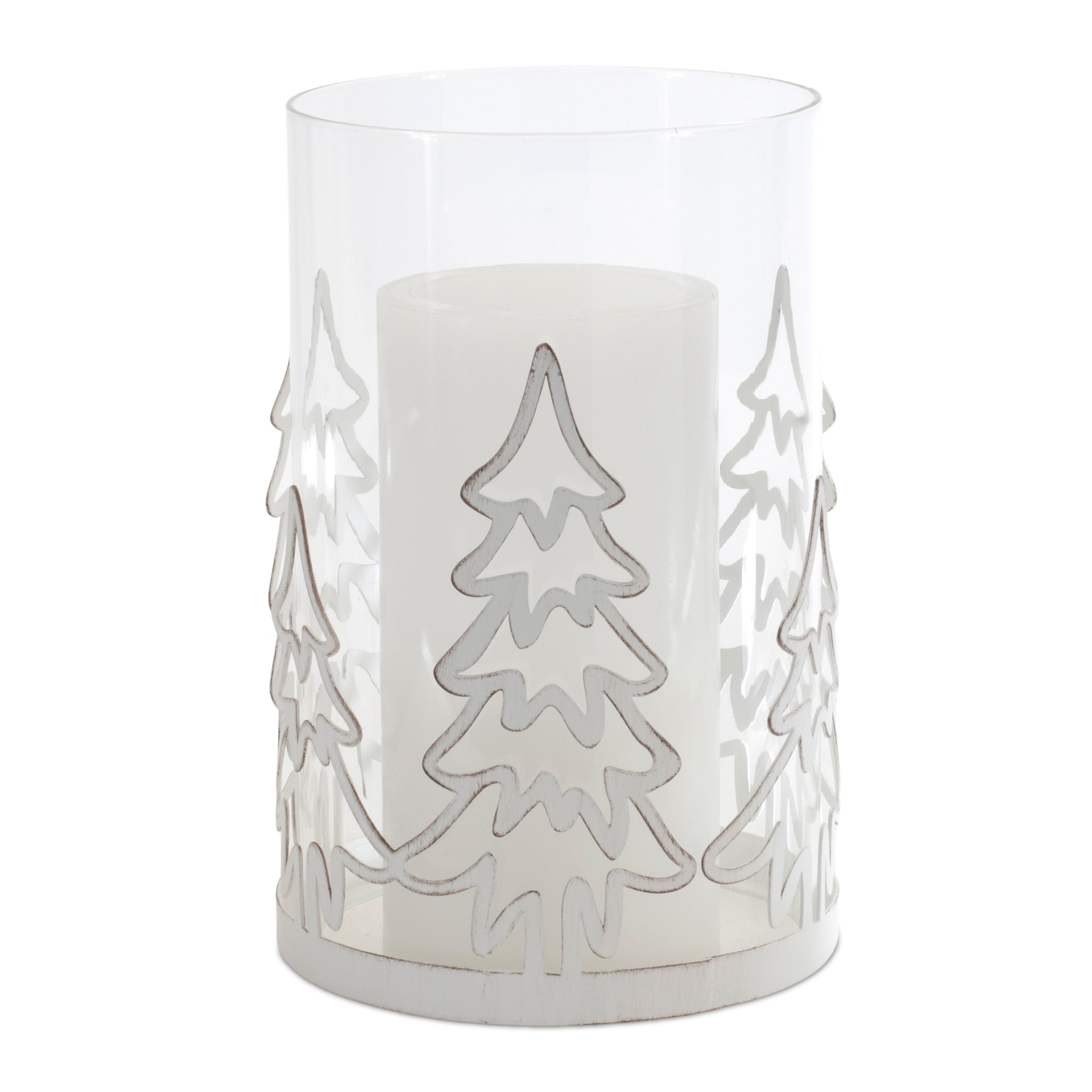 Tree Candleholder 5"D x 7.75"H Iron/Glass