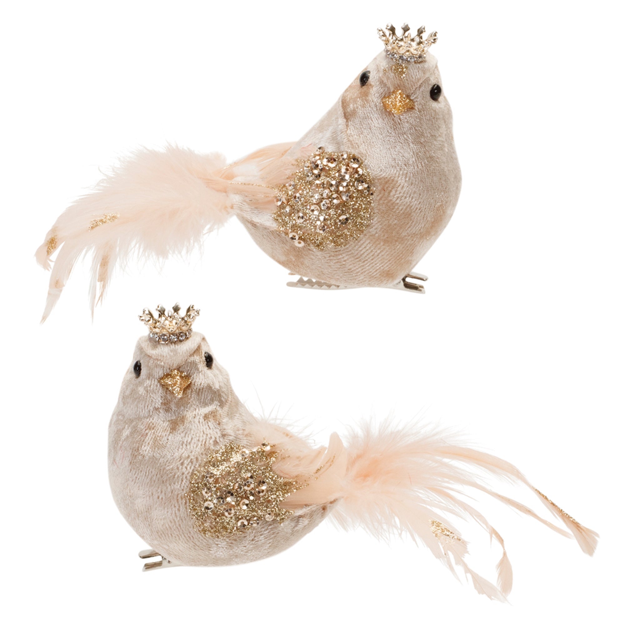 Royal Bird (2 set of) 6"L x 3.5"H Foam/Velvet