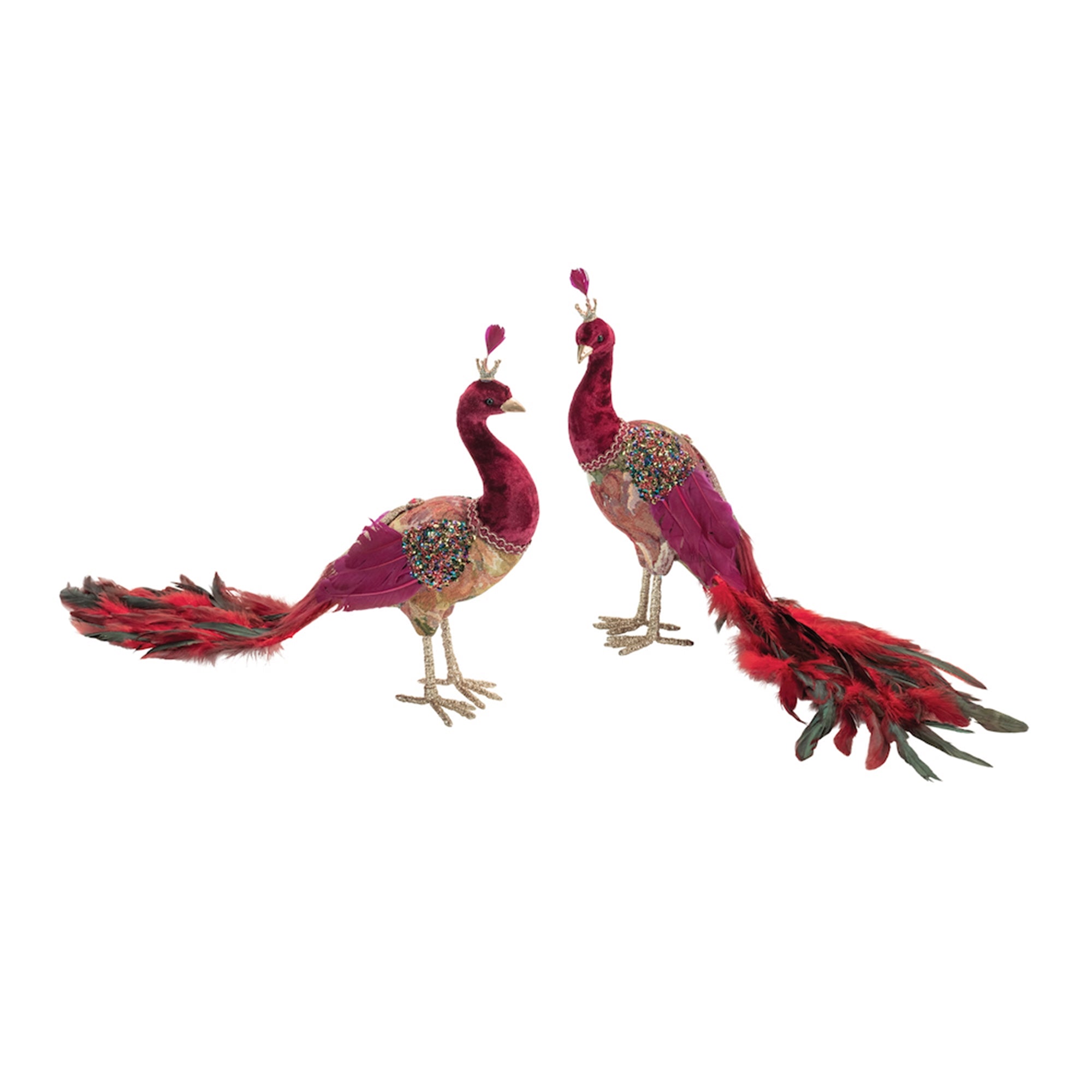 Royal Peacock (2 Asst) 14"L x 14"H, 21"L x 13"H Foam/Fabric