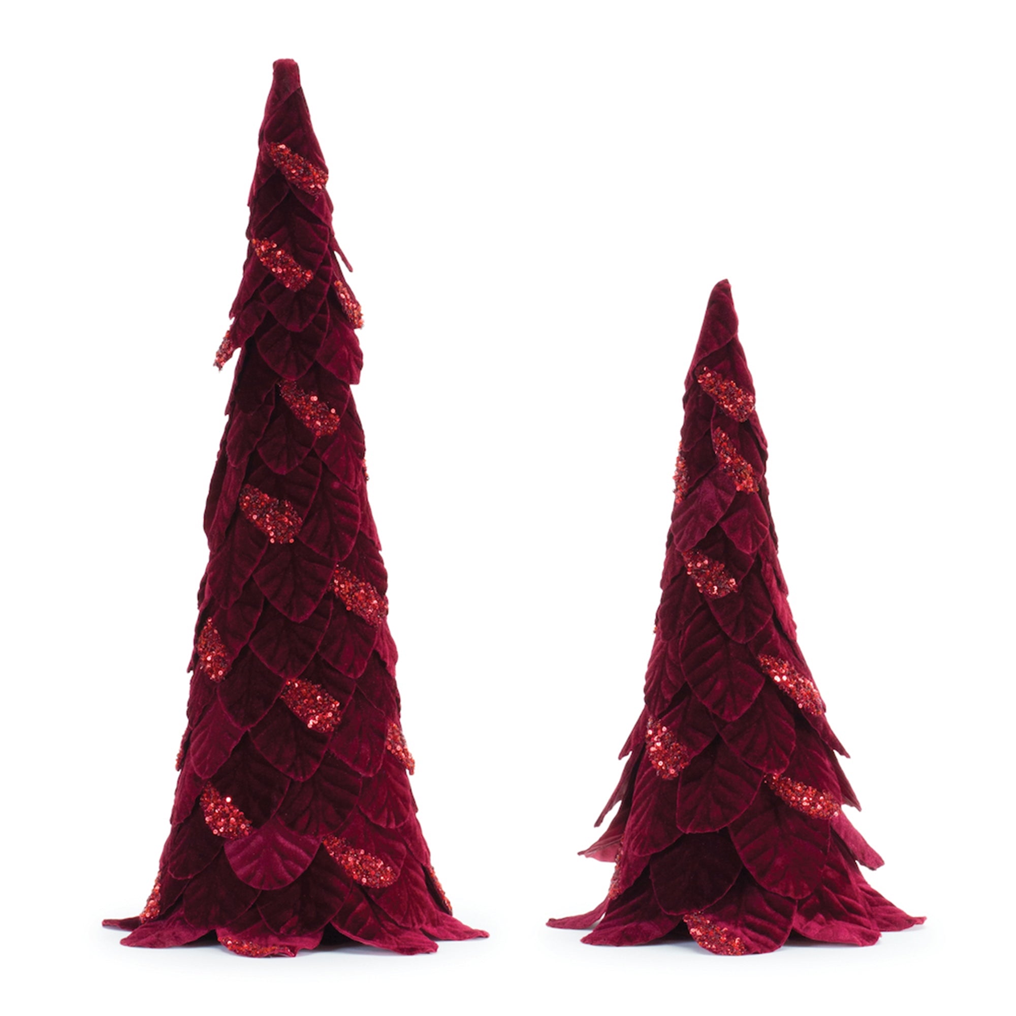 Burgandy Beaded Leaf Pine Tree (Set of 2)