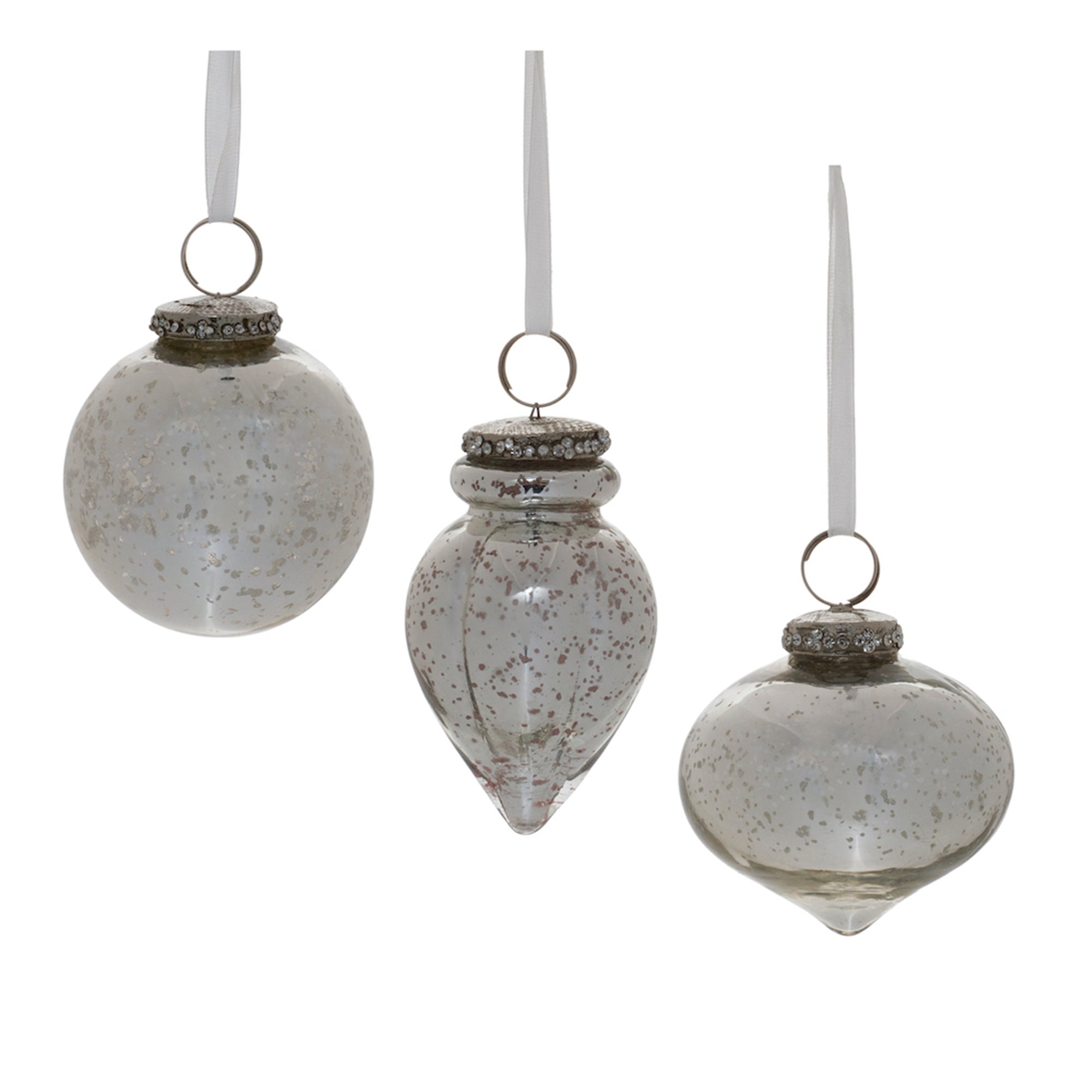 Ornament (3 Asst) 3"D, 4"H Glass