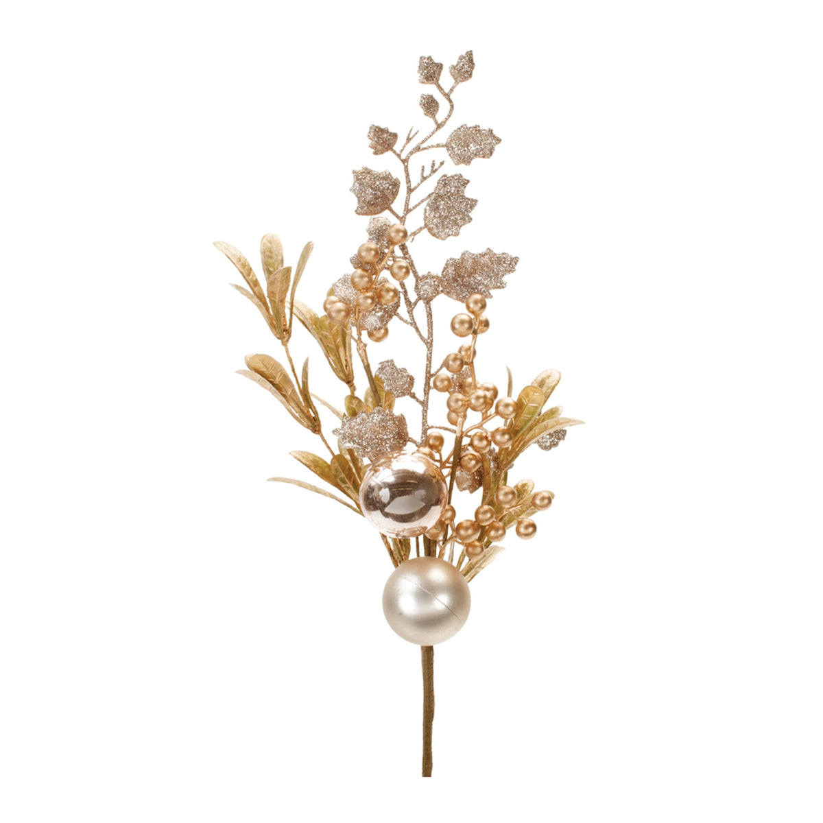 Glittered Berry and Ornament Spray – Set of 4