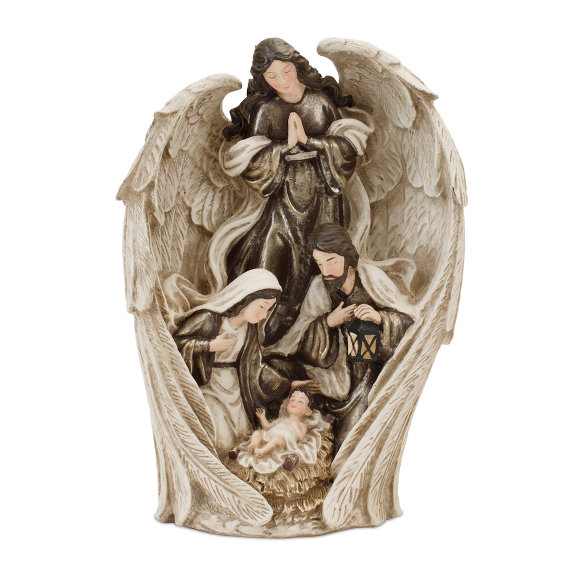 Holy Family w/Angel 10”H Resin