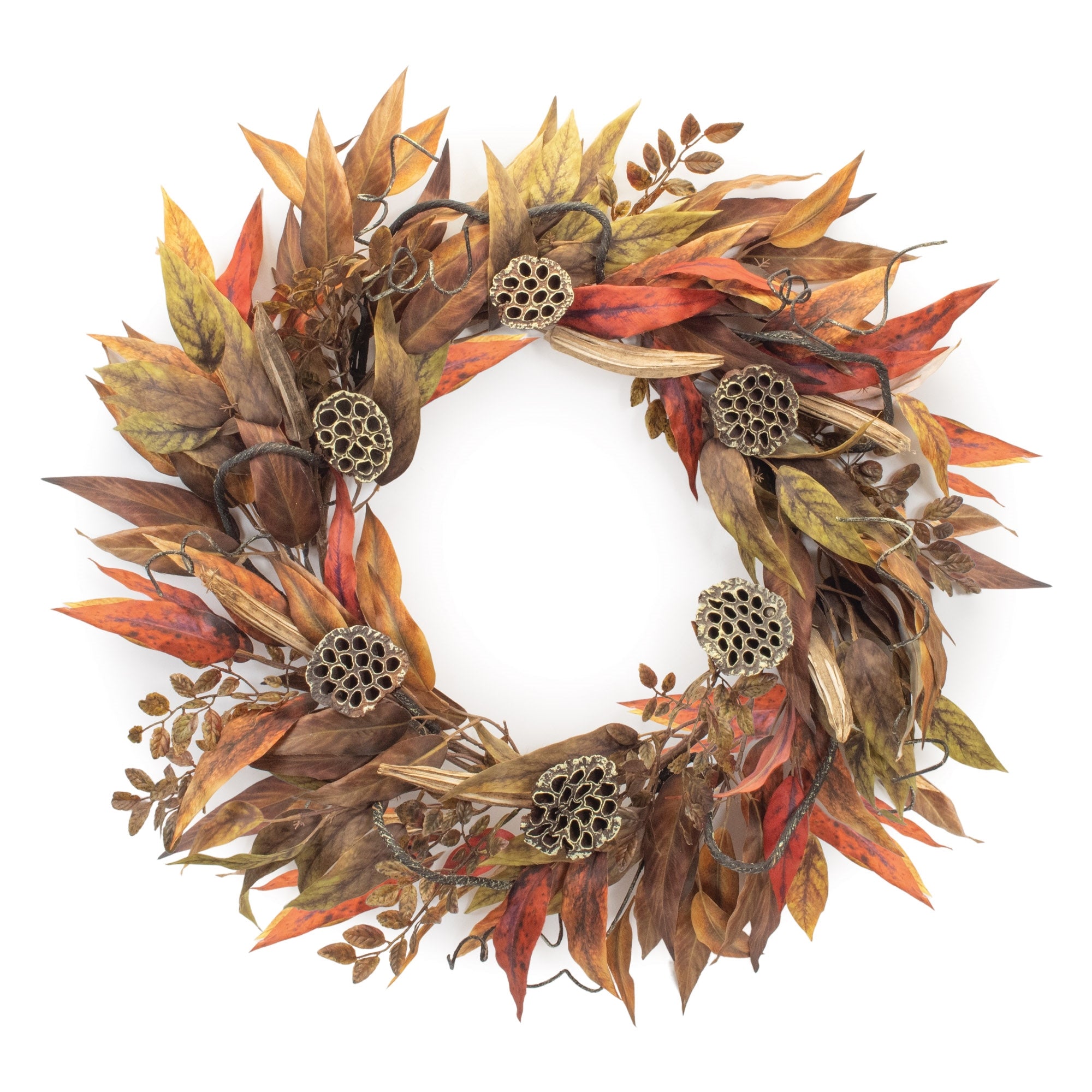 Mixed Fall Foliage Wreath 35”D Polyester