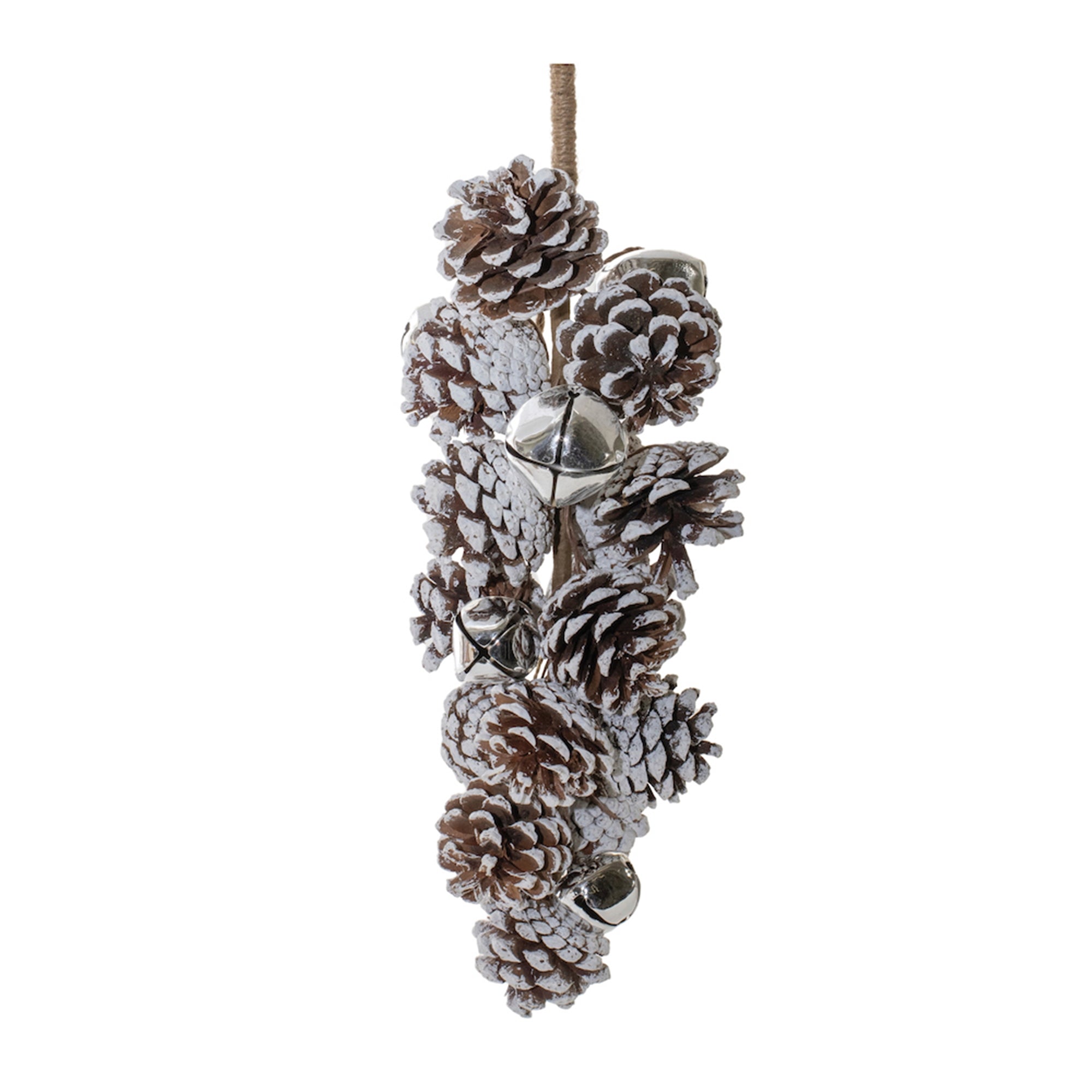 Pine Cone and Sleigh Bell Drop 12.5”H Cone/Metal