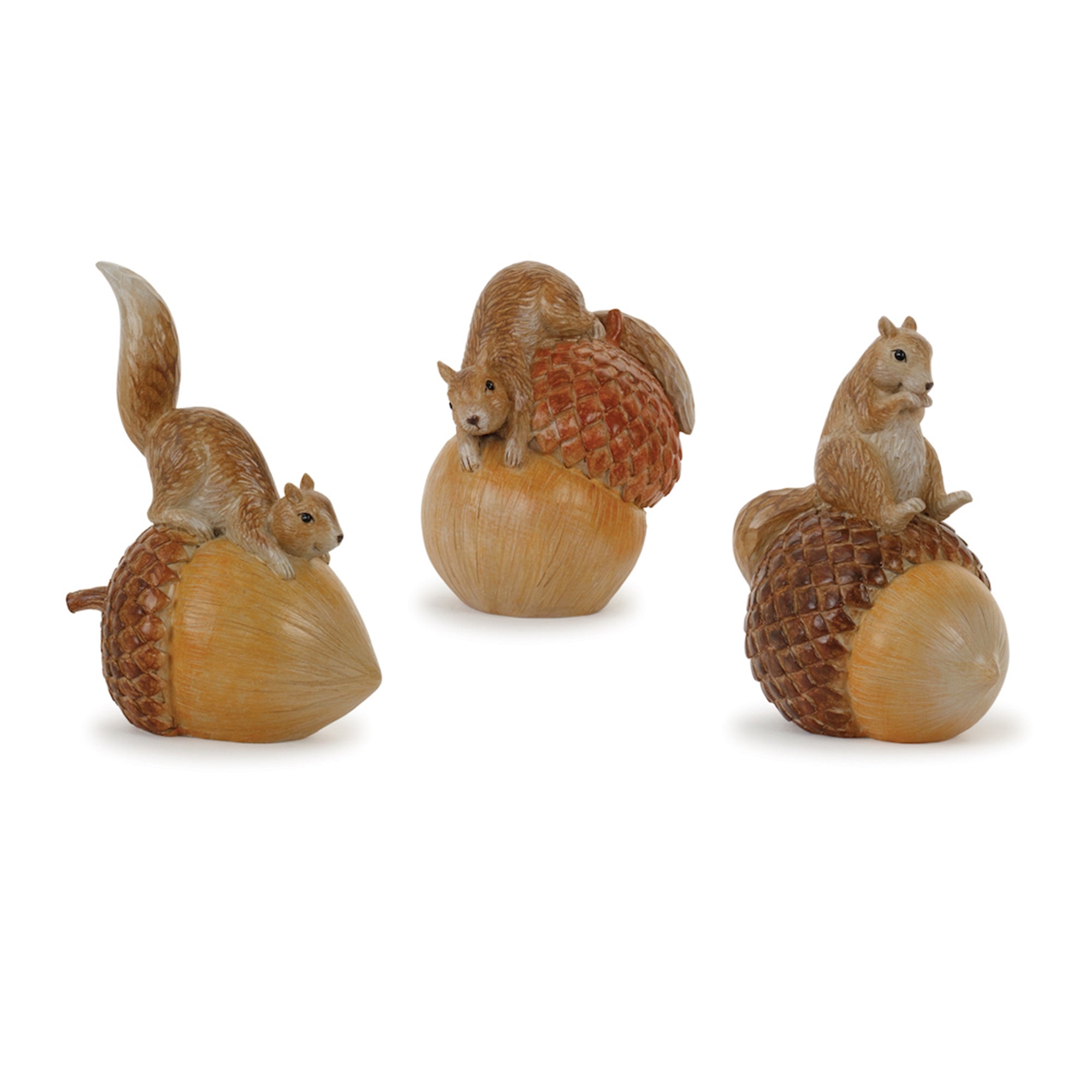 Squirrel w/Acorn (3 set of) 5"H, 5.75"H, 7"H Resin