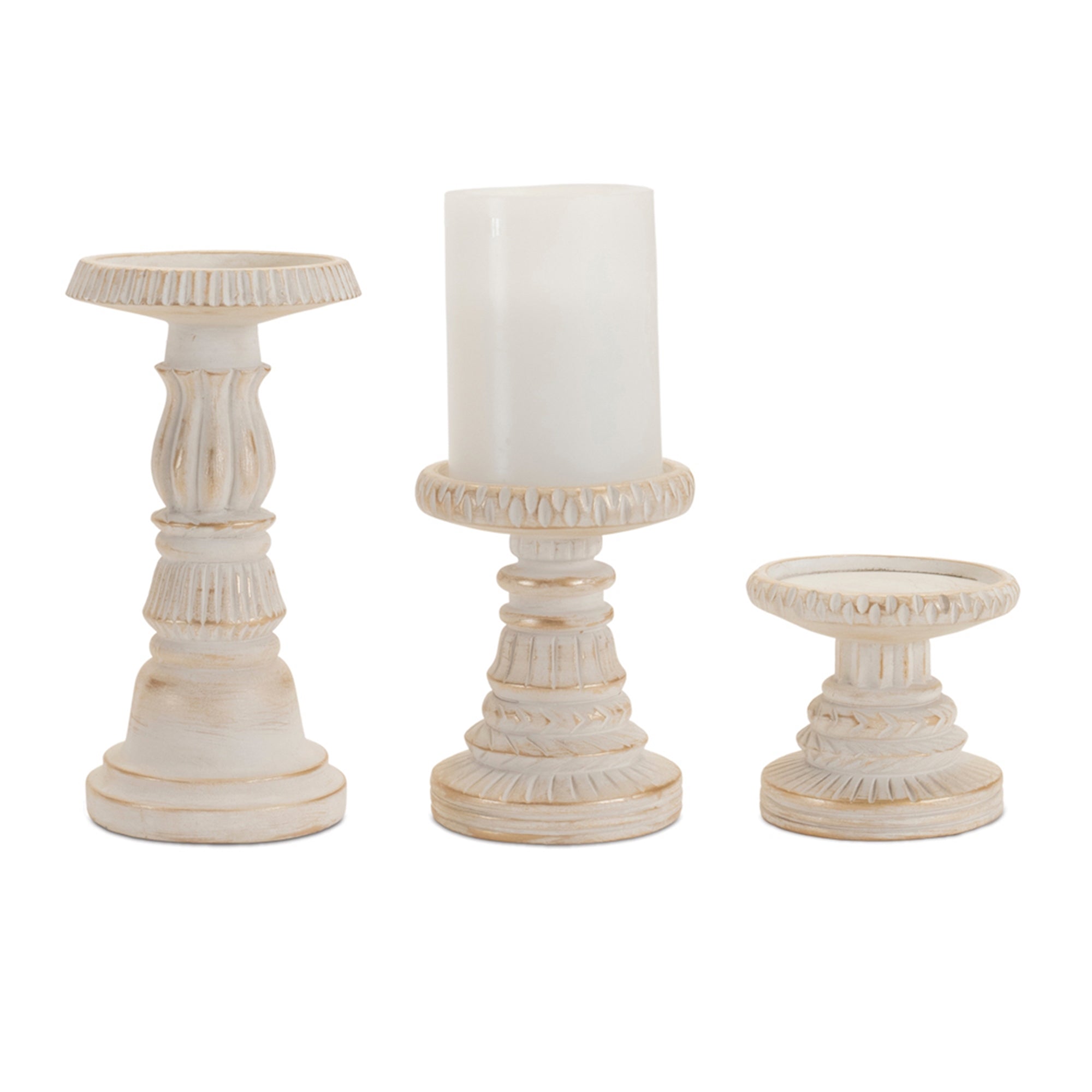 Candleholder (Set of 3) 3.5"H, 5"H, 8"H Resin