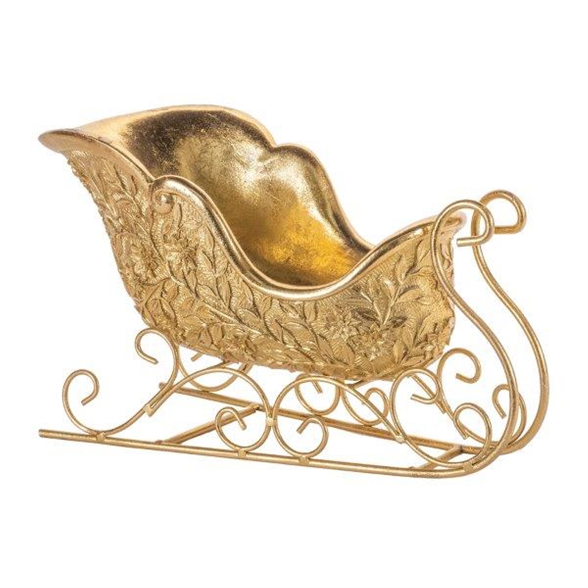 Gold Holiday Sleigh Decor 15"L