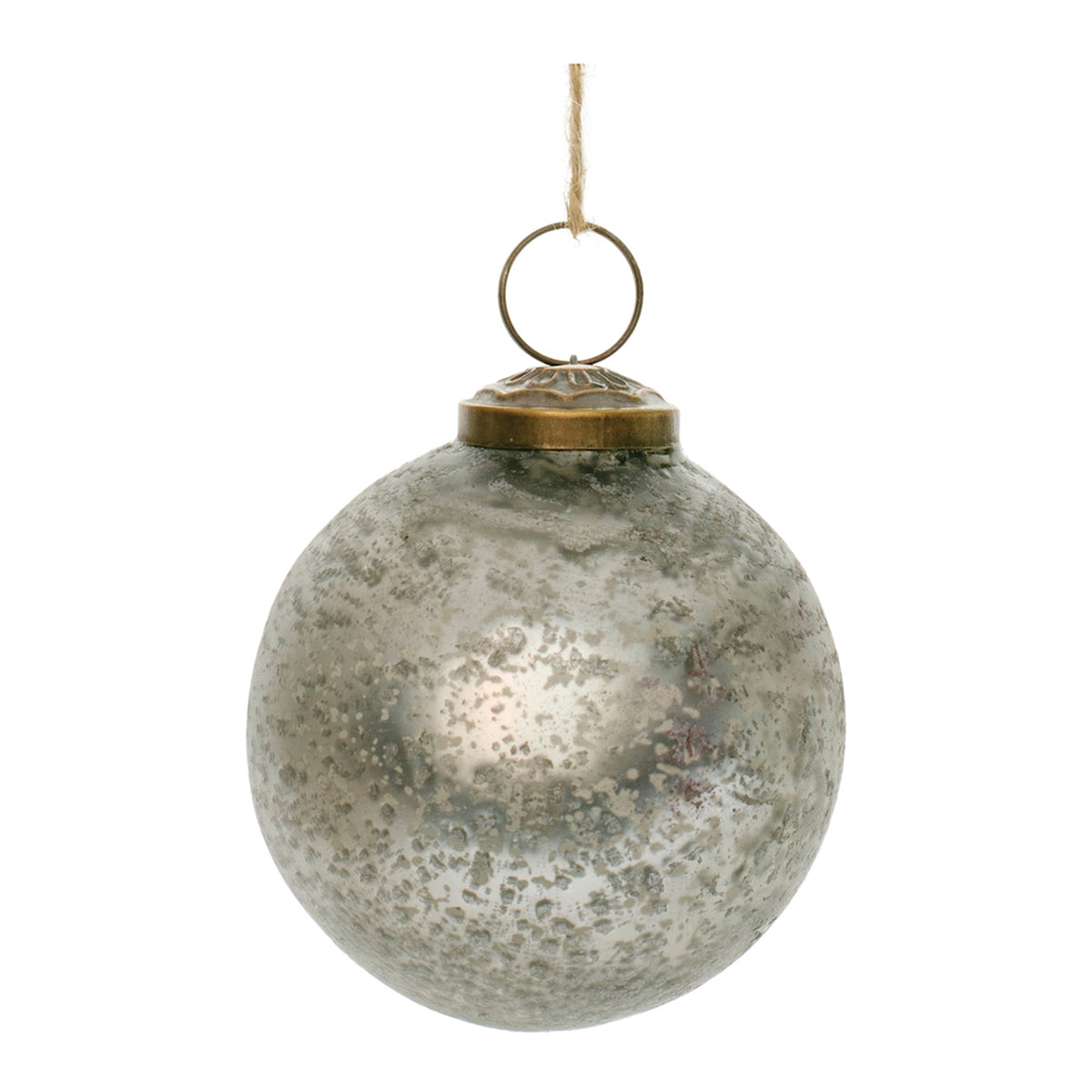Silver Distressed Glass Ball Ornament (Set of 6)