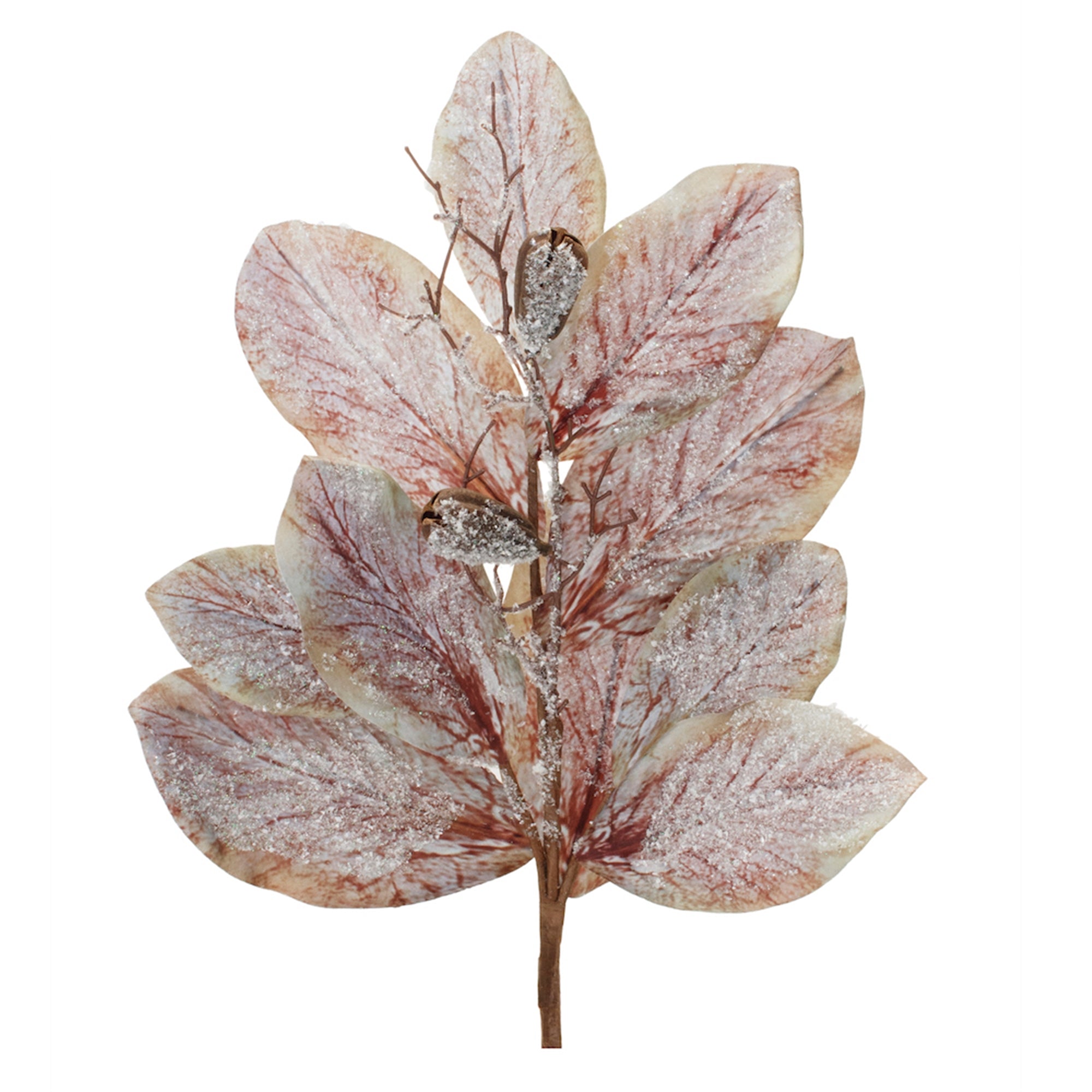 Frosted Magnolia Leaf Spray 31”H Polyester