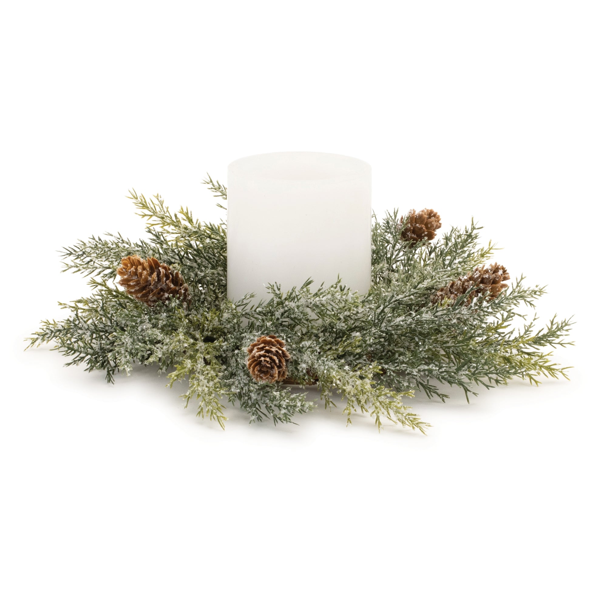 Icy Pine Candle Ring 10"D  (Fits a 4" Candle)