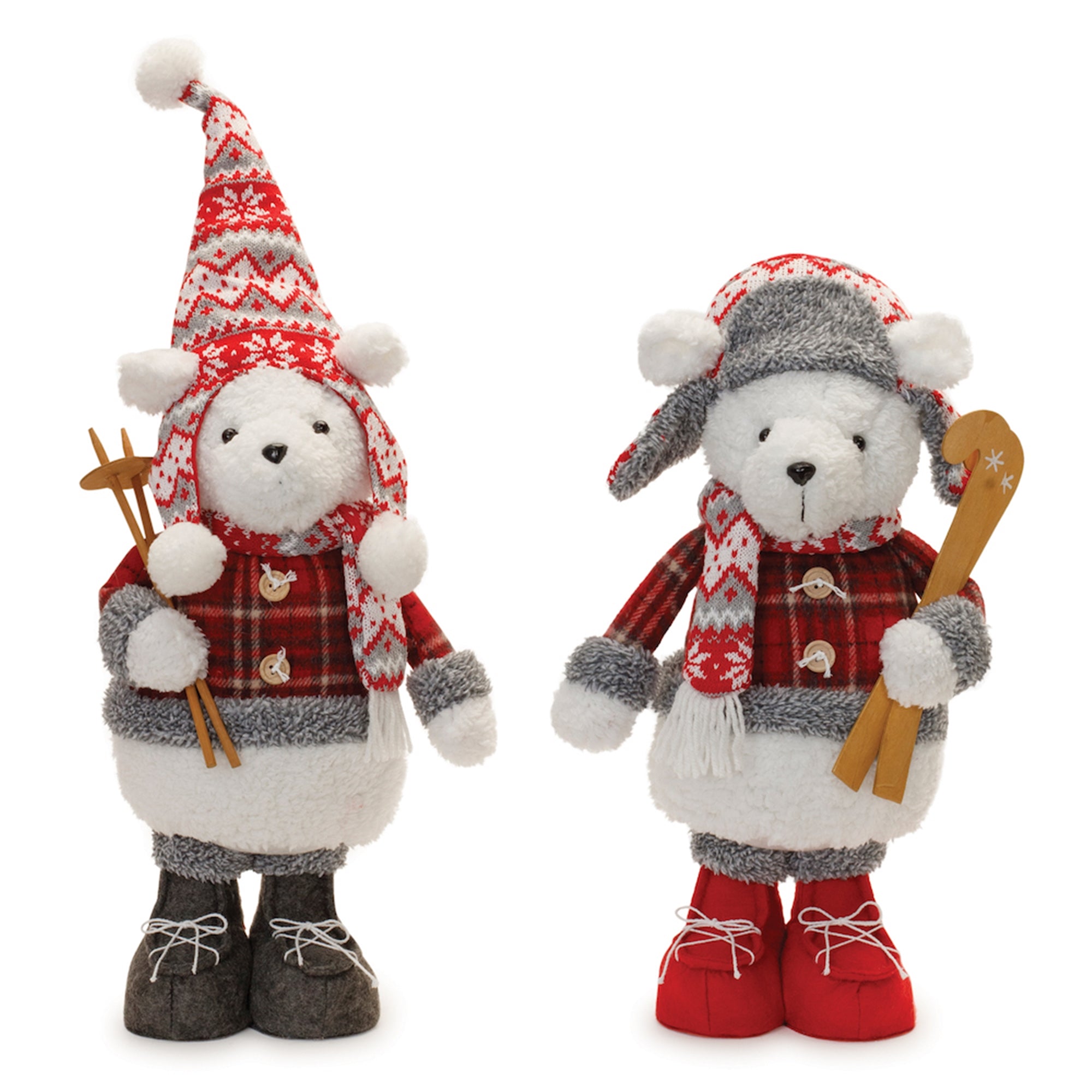 Polar Bear w/Skis (2 Asst) 17.5"H, 24"H Polyester