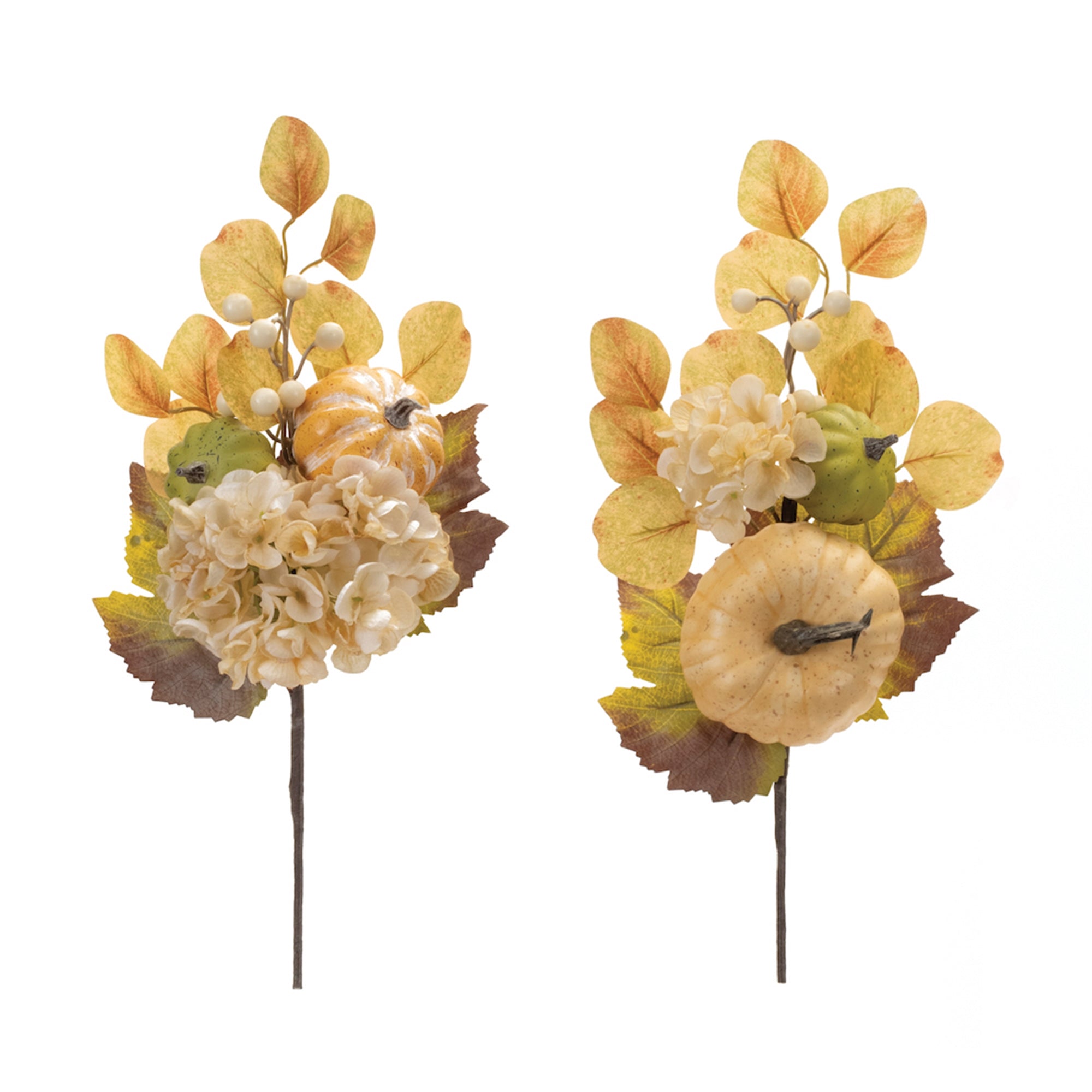 Hydrangea/Pumpkin Pick (2 Asst) 16.75"H, 17.5"H Polyester