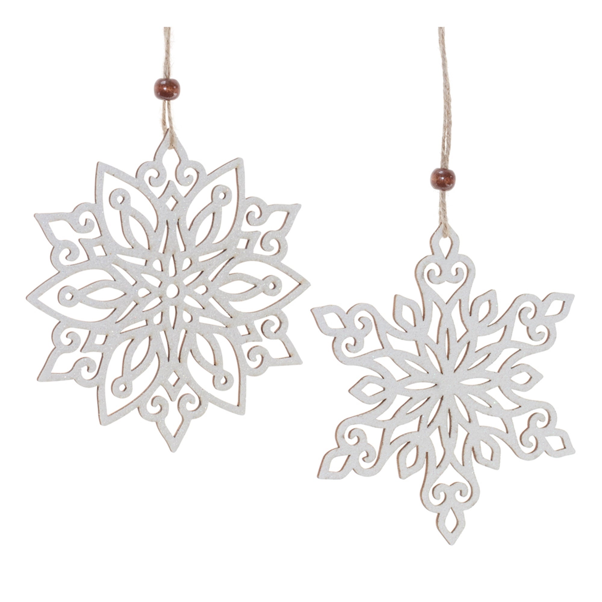 Snowflake Ornament (2 Asst) 5”H Wood