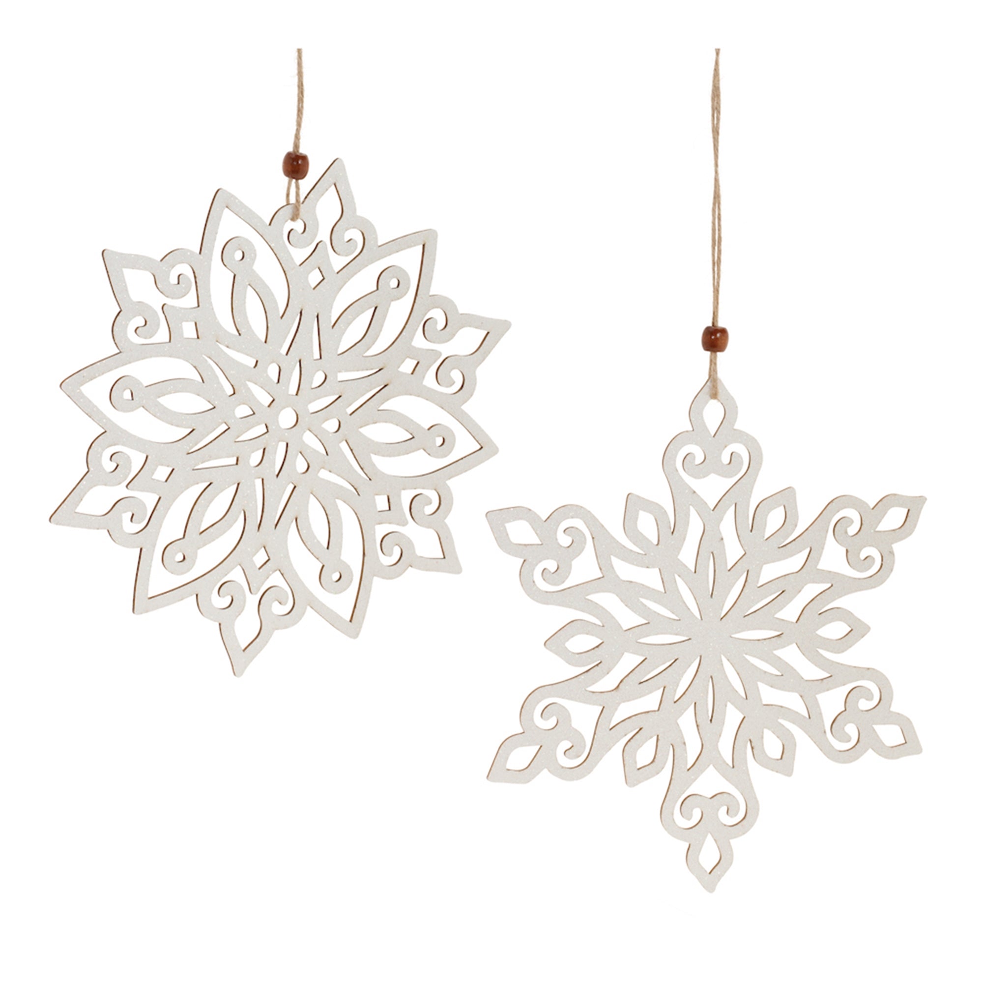 Snowflake Ornament (2 Asst) 9”H Wood