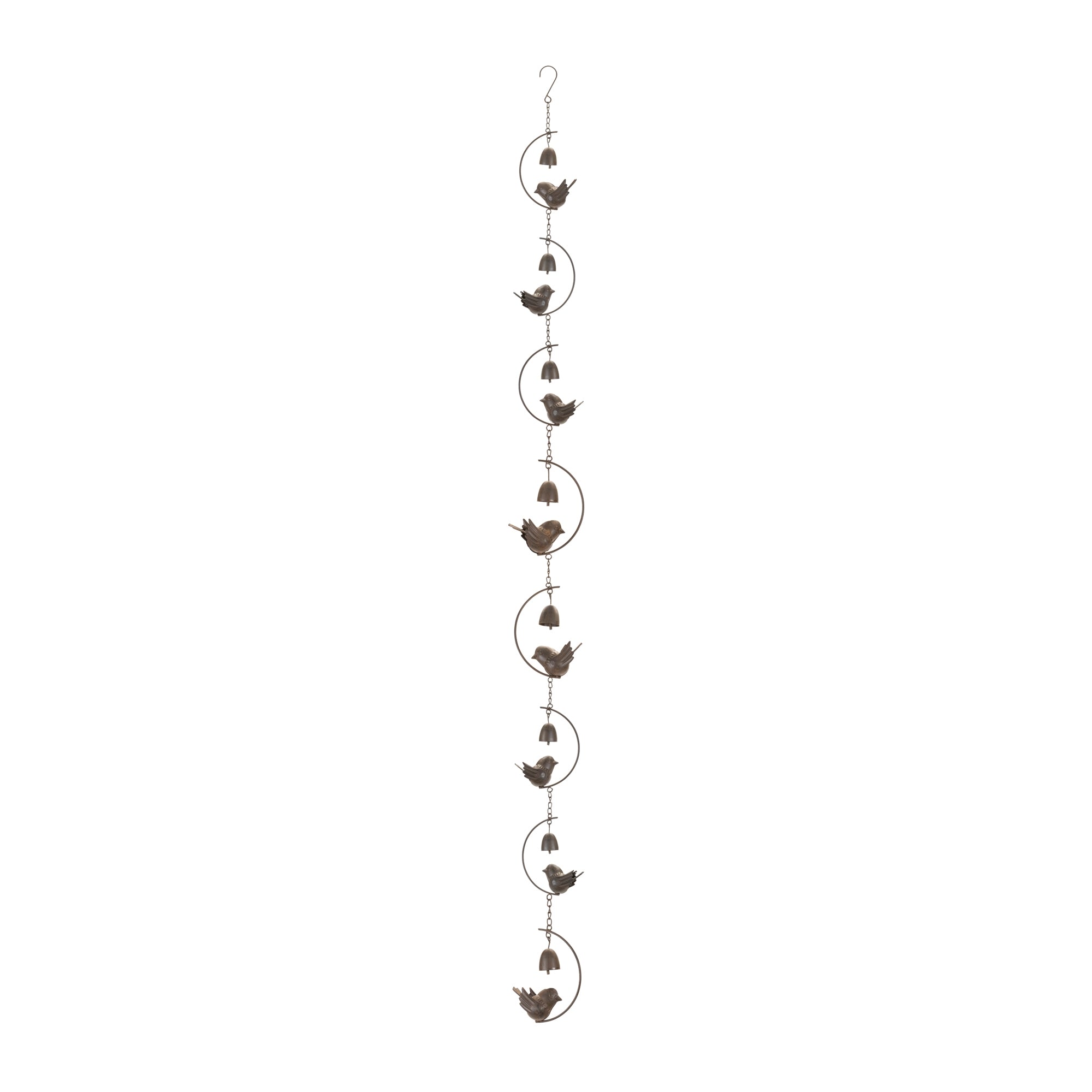 Bird and Bell Rain Chain 70”L Iron