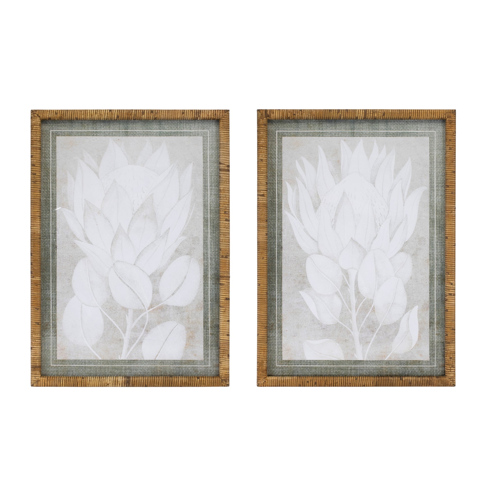 Framed Protea Print (2 Asst) 19.5"L x 28"H Wood/Wood/Glass