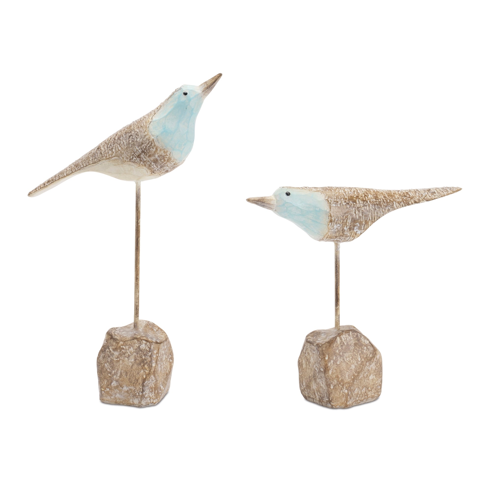 Bird on Stake (Set of 2) 6"H, 9.5"H Resin