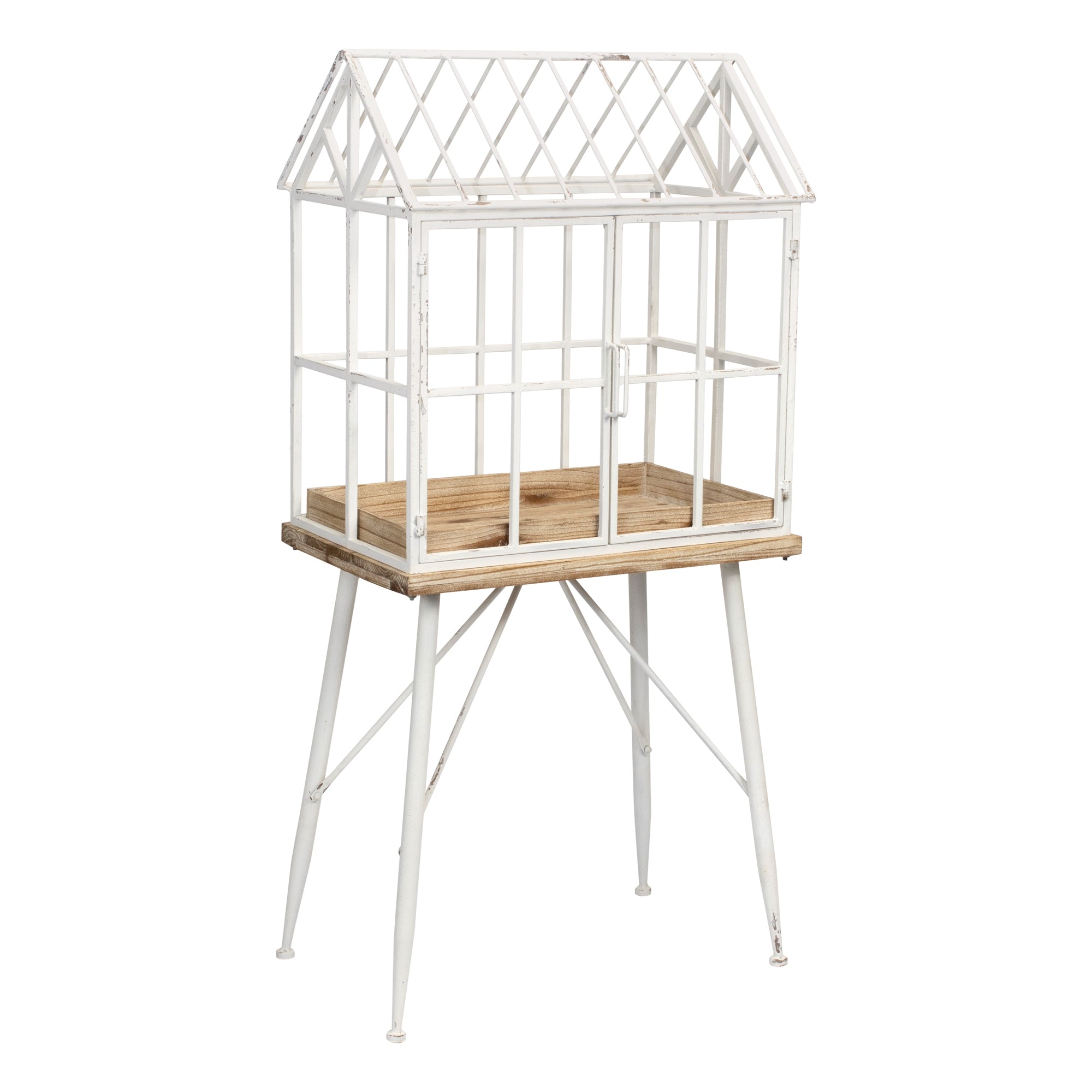 Greenhouse on Stand 20"L x 12.5"W x 41.5"H Iron/Wood
