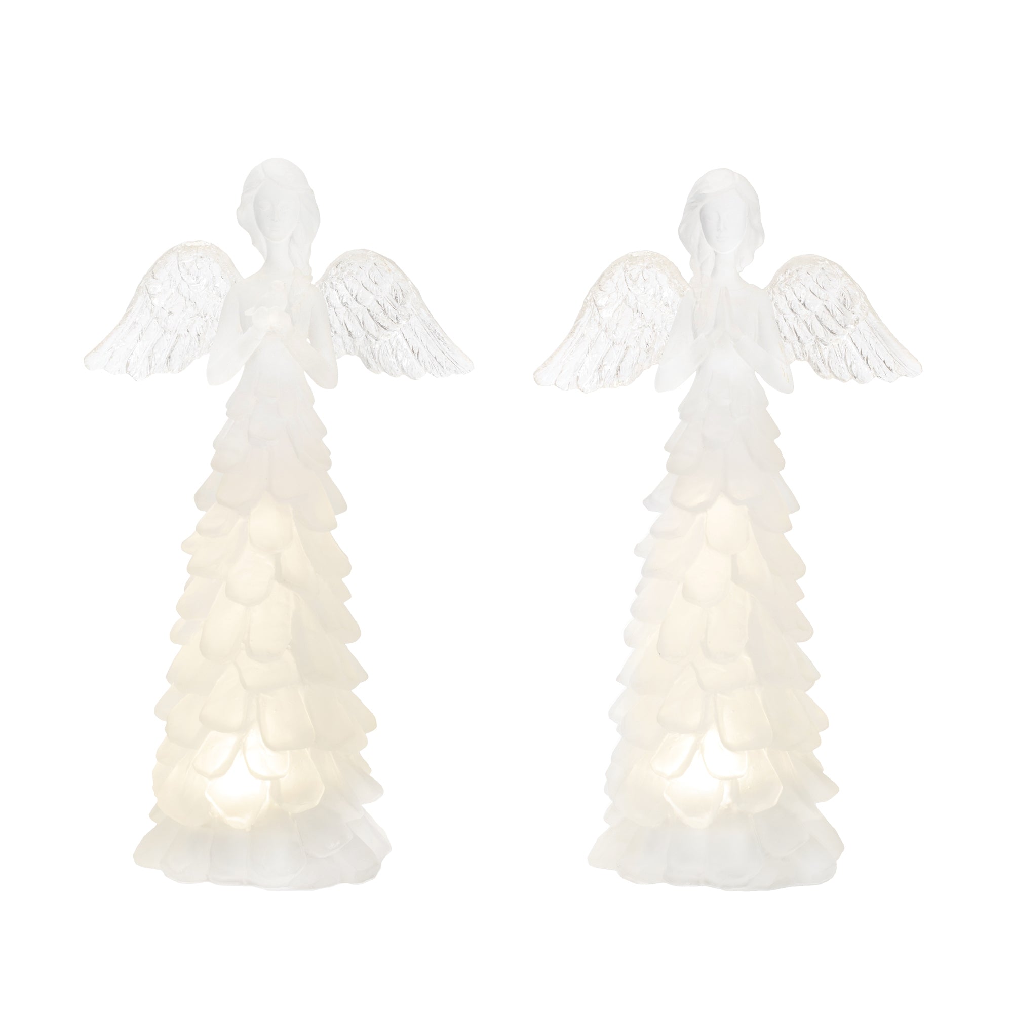 LED Angel (2 Asst) 9.5”H Resin 3 AAA Batteries, Not Included