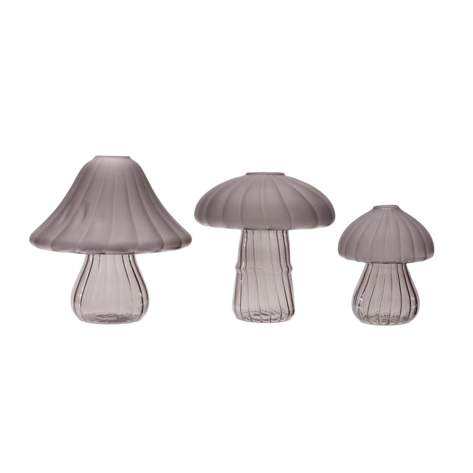 Mushroom Vase (Set of 3) 4"H, 5"H, 6"H Glass