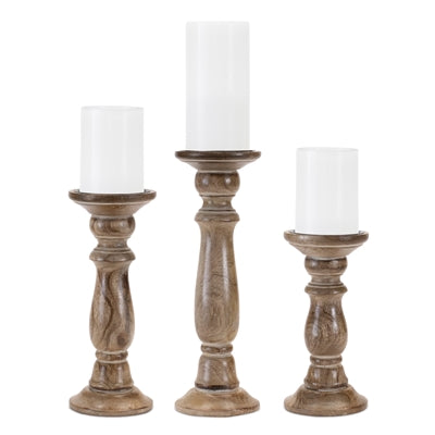 Candle Holder (Set of 3) 8"H, 10"H, 12"H Wood