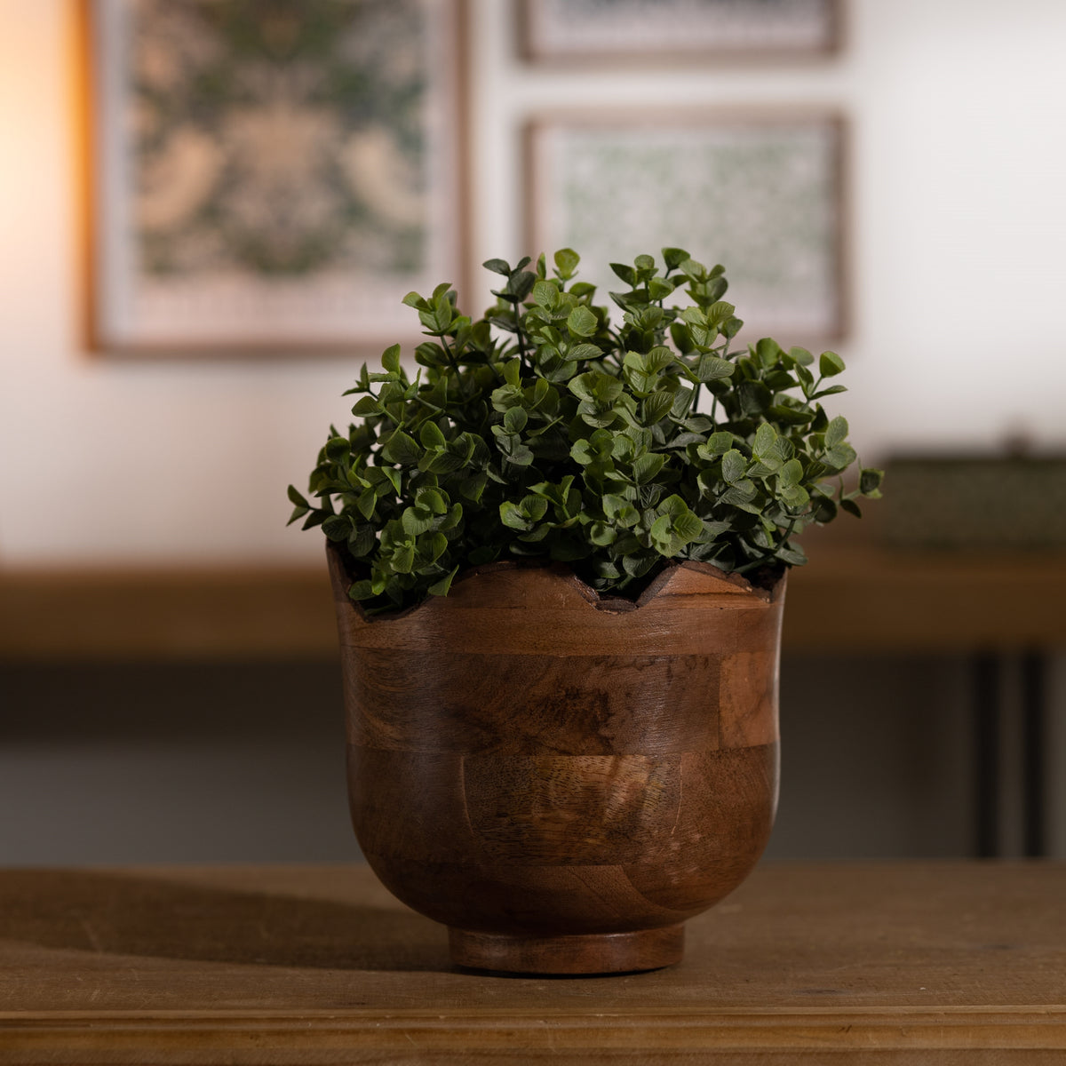Natural Wood Vase 7"D