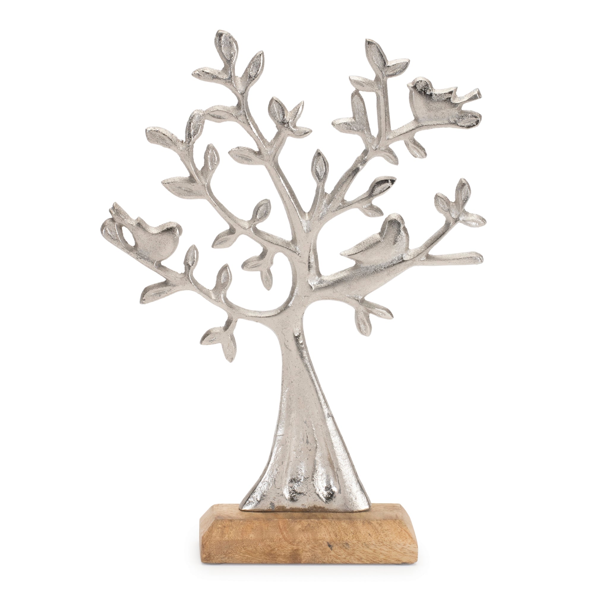 Metal Tree and Birds on Base (Set of 2)