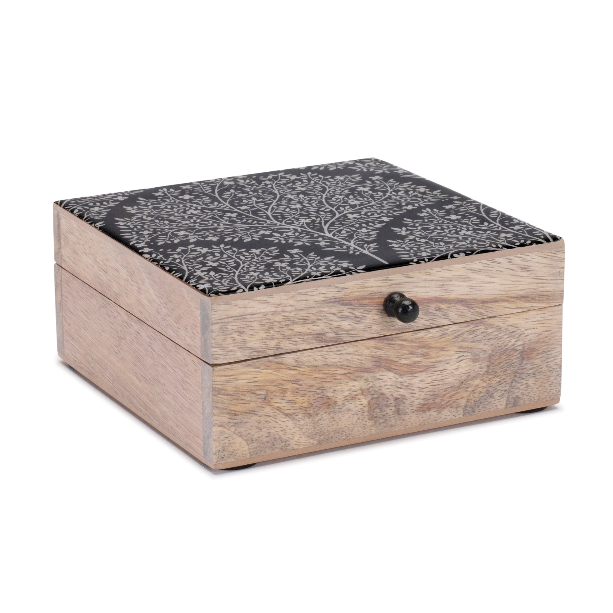 Covered Box 6"L x 6.5"W x 2.5"H Wood/Wood