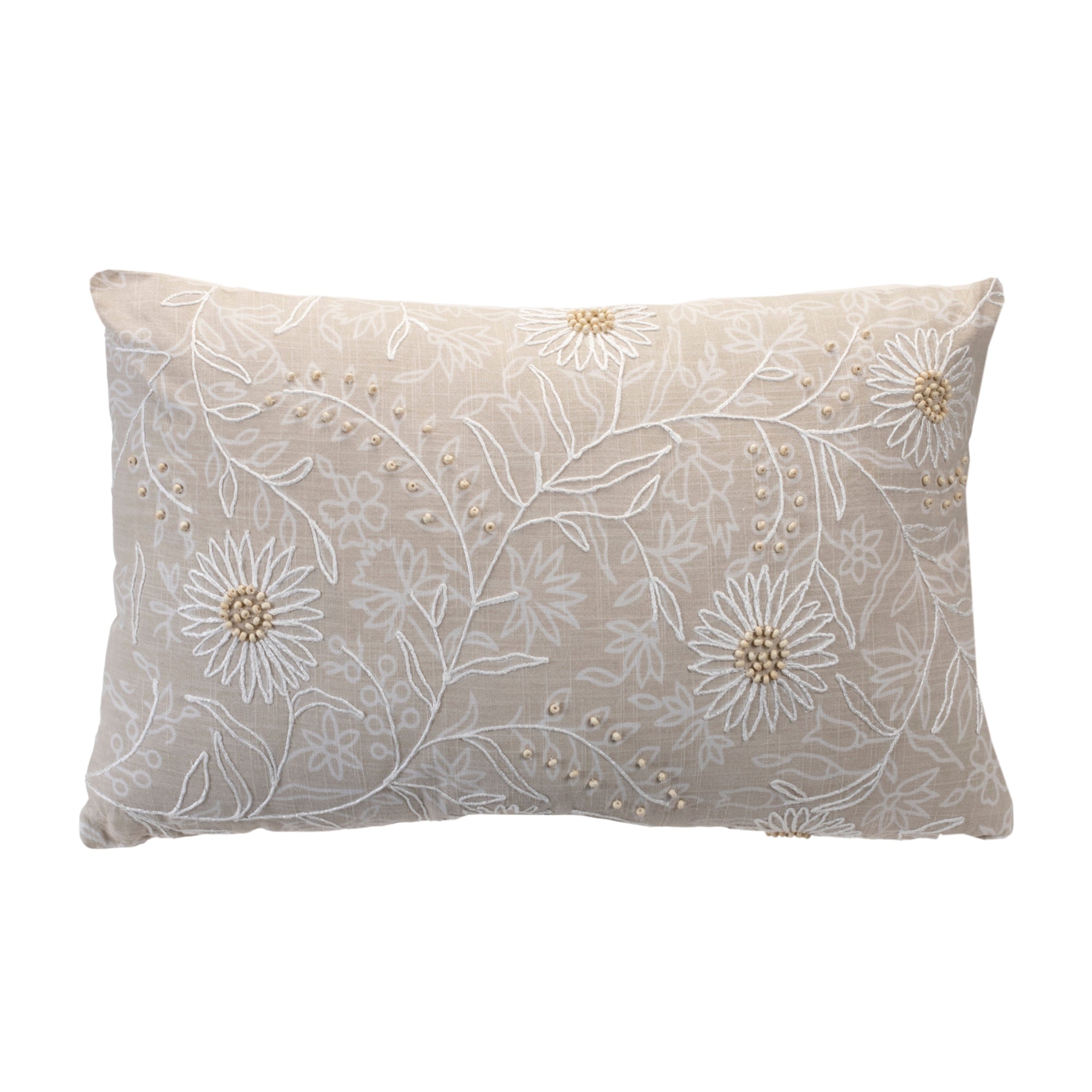 Floral Pillow 24"L x 14"H Cotton
