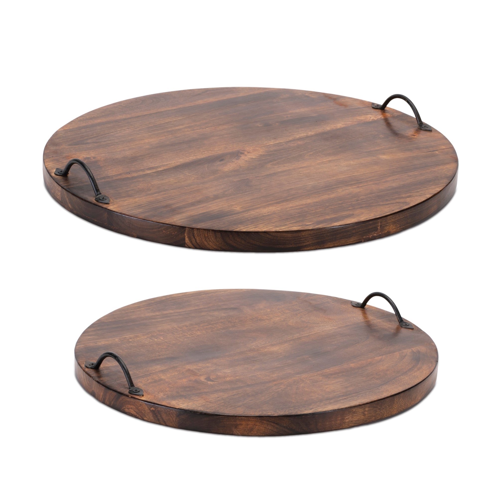 Round Wooden Tray (Set of 2)