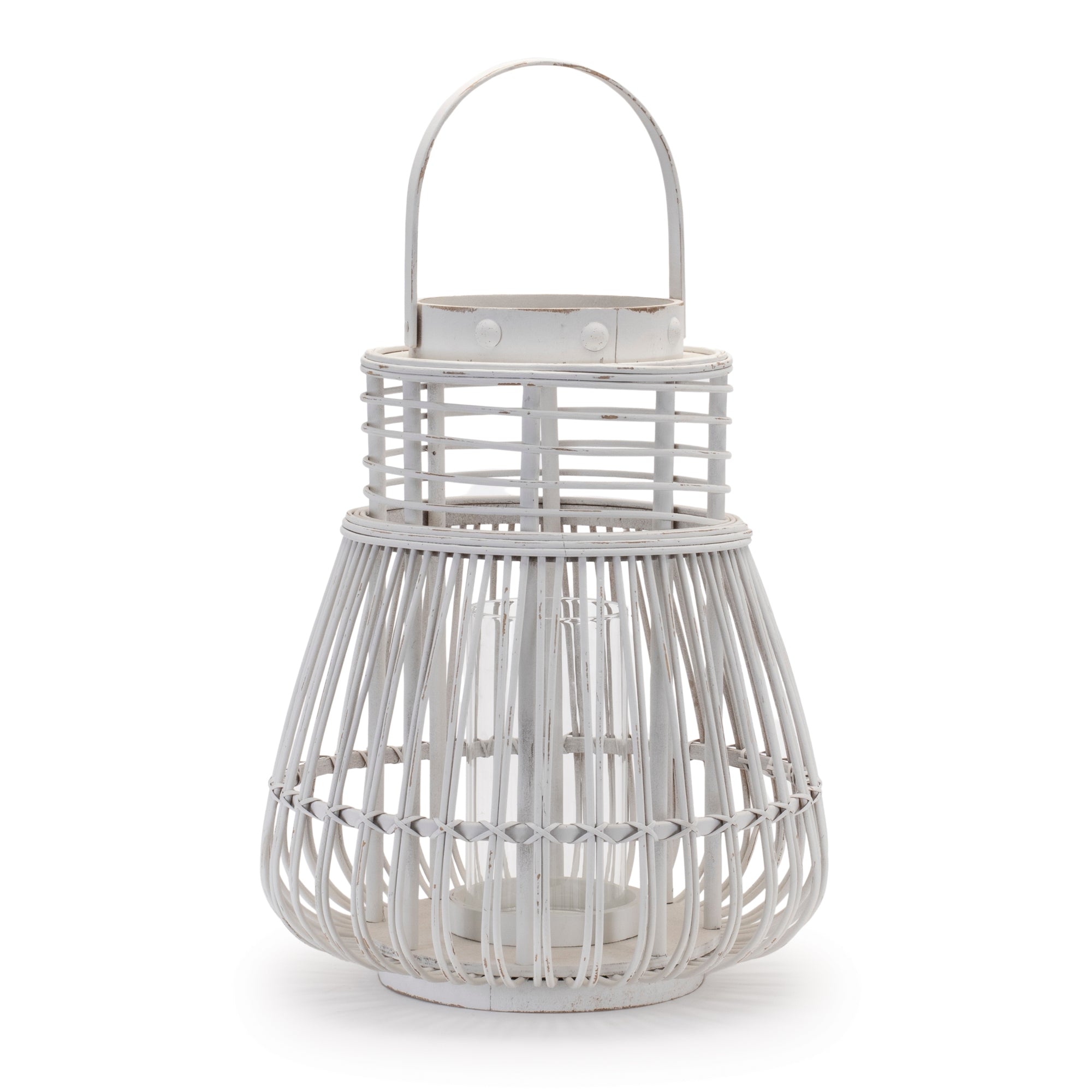 Lantern 12.5"D x 14.5"H Rattan/Wood