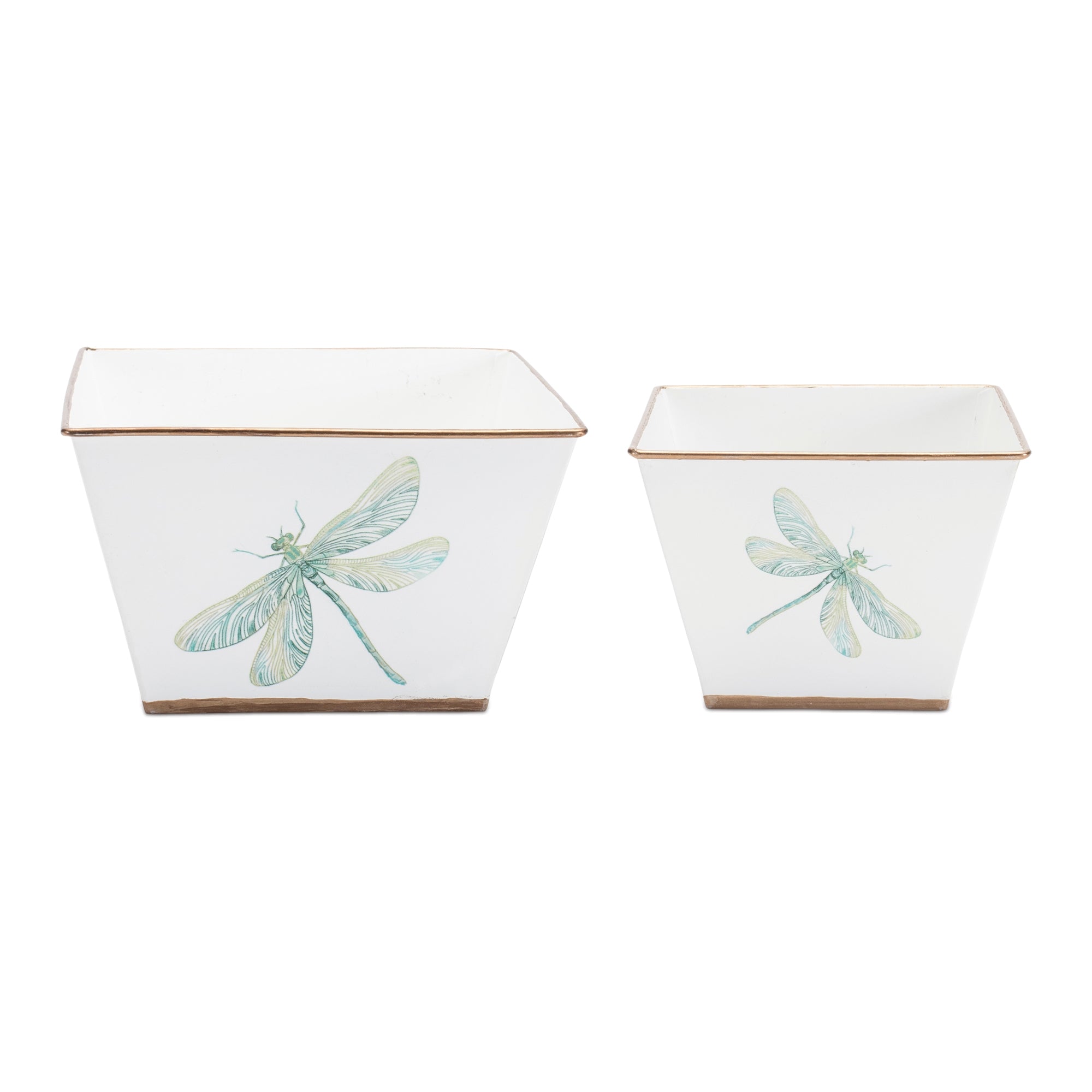 Container (Set of 2) 5.5"SQ x 4"H, 7"SQ x 4"H Metal