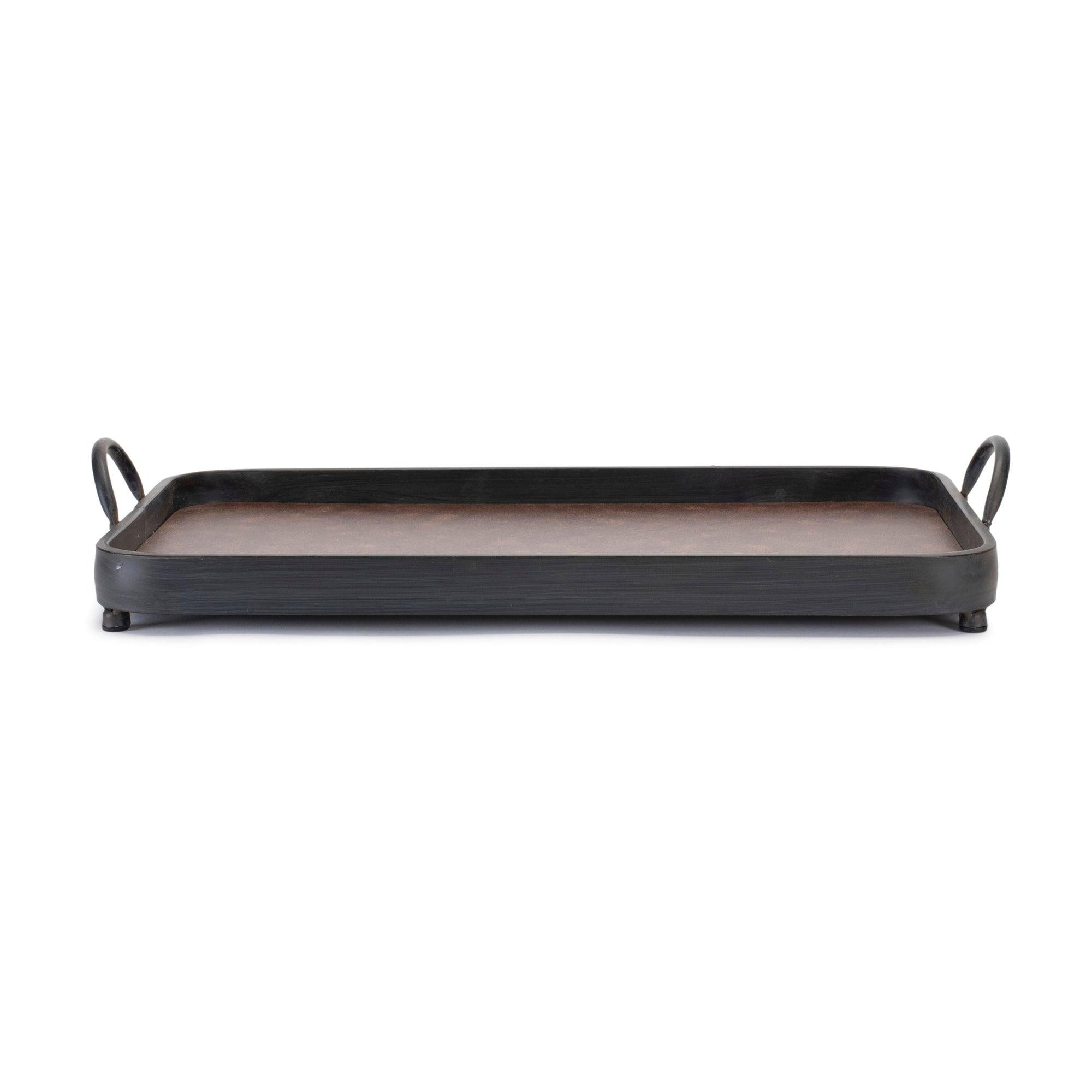 Tray 20.75"L x 11.75"W x 3.5"H Iron/Leather