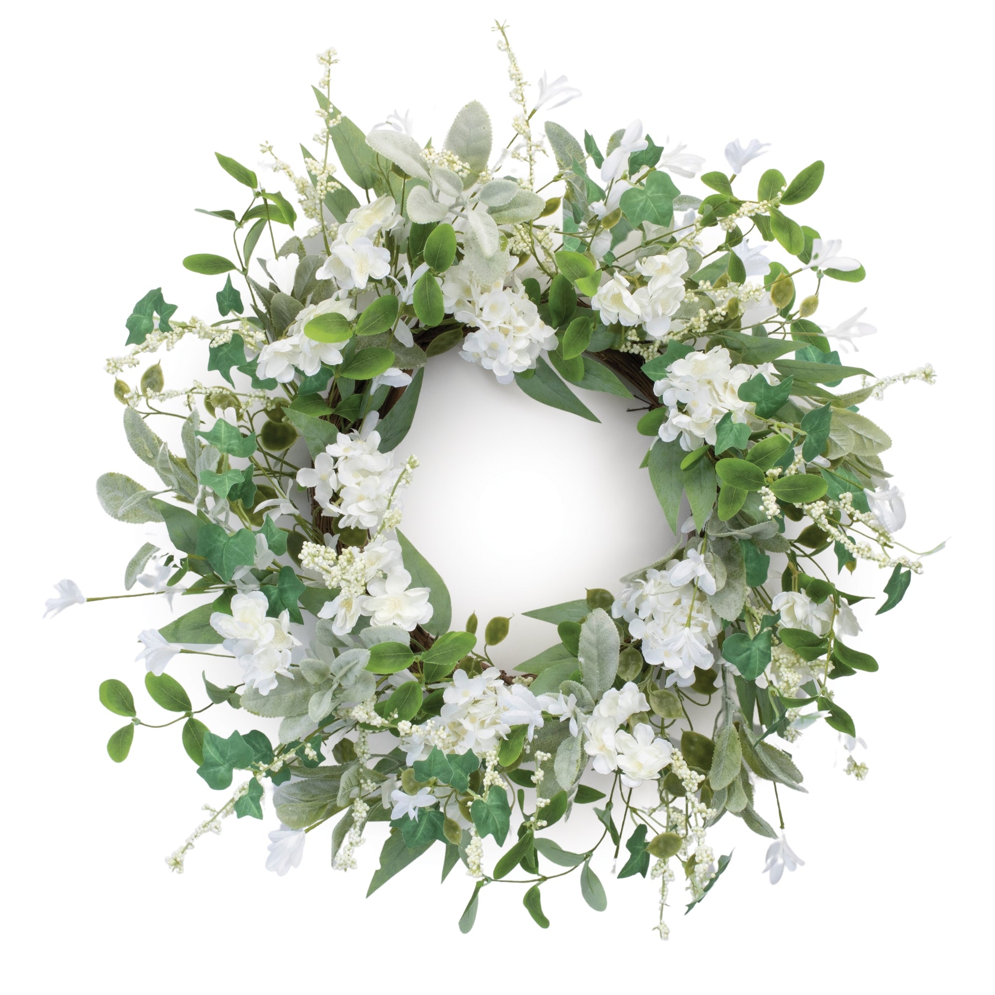 Mixed Floral and Foliage Wreath 23”D Polyester/Twig