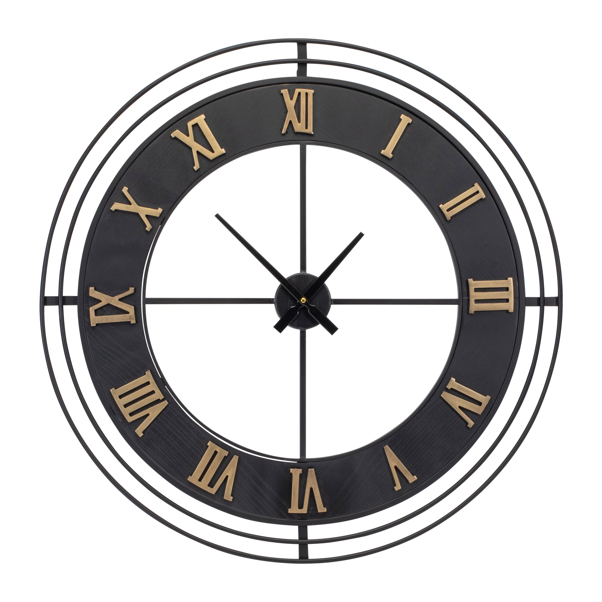 Wall Clock 34”D Iron/Wood