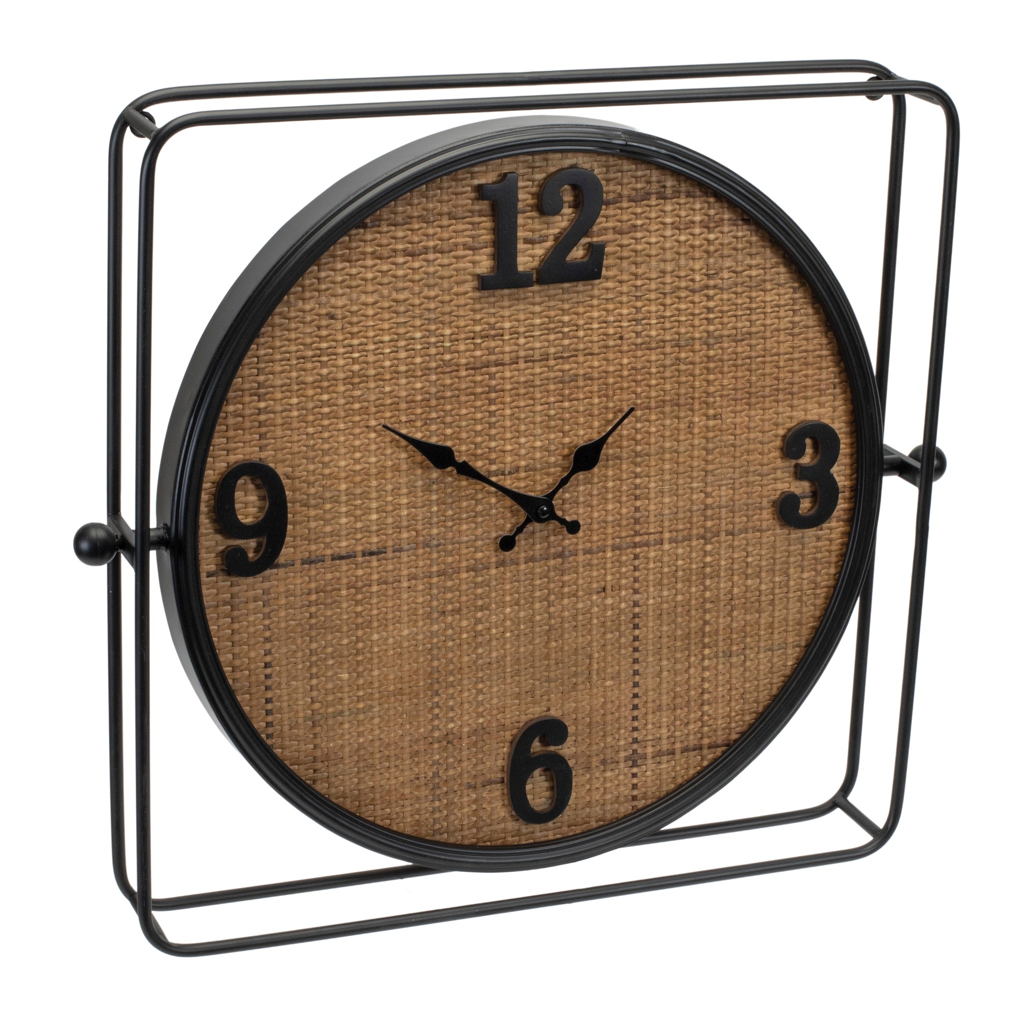 Wall Clock 19.5”SQ Iron/Wood
