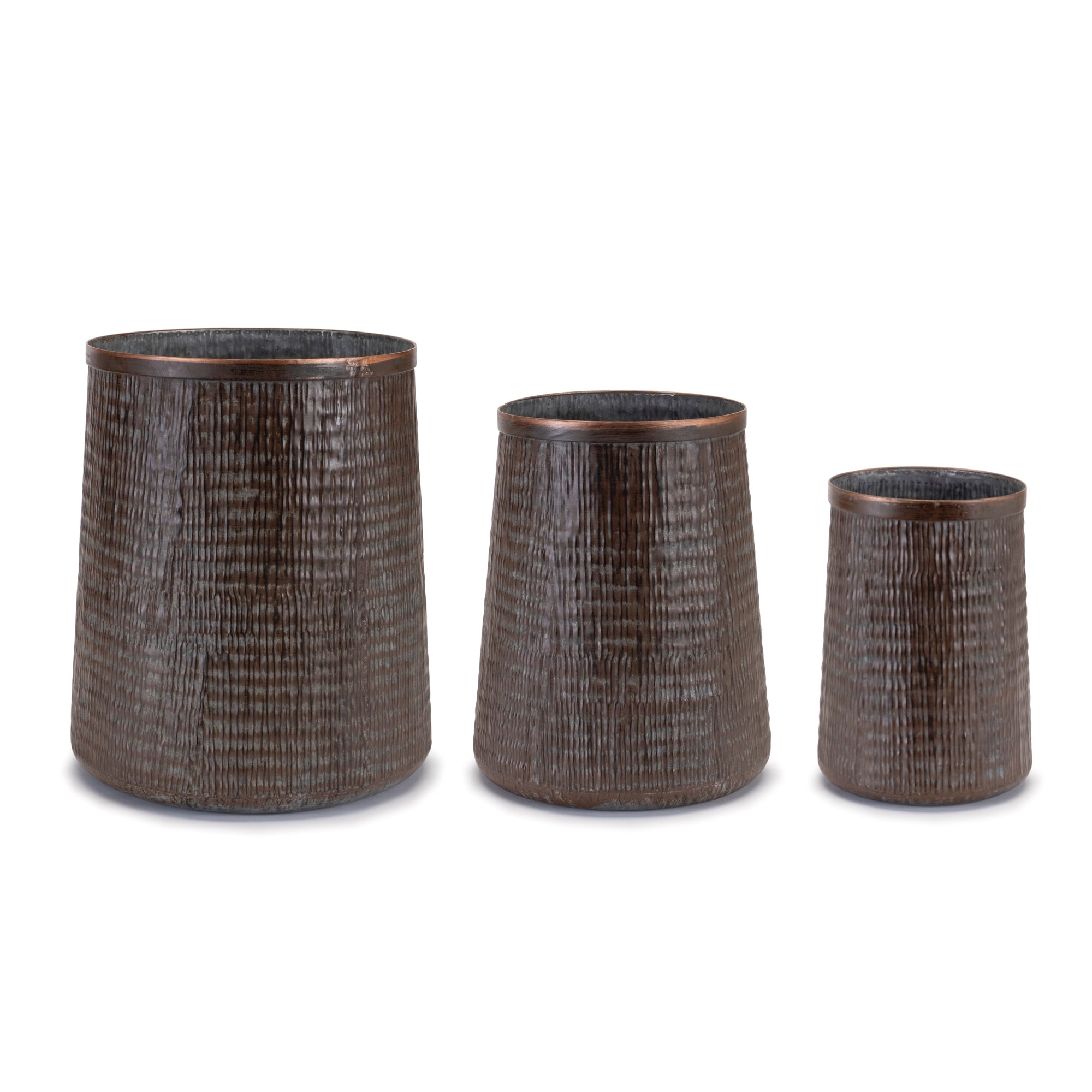 Container (Set of 3) 6.5"D x 9"H, 9"D x 11"H, 11"D x 12.5"H Metal