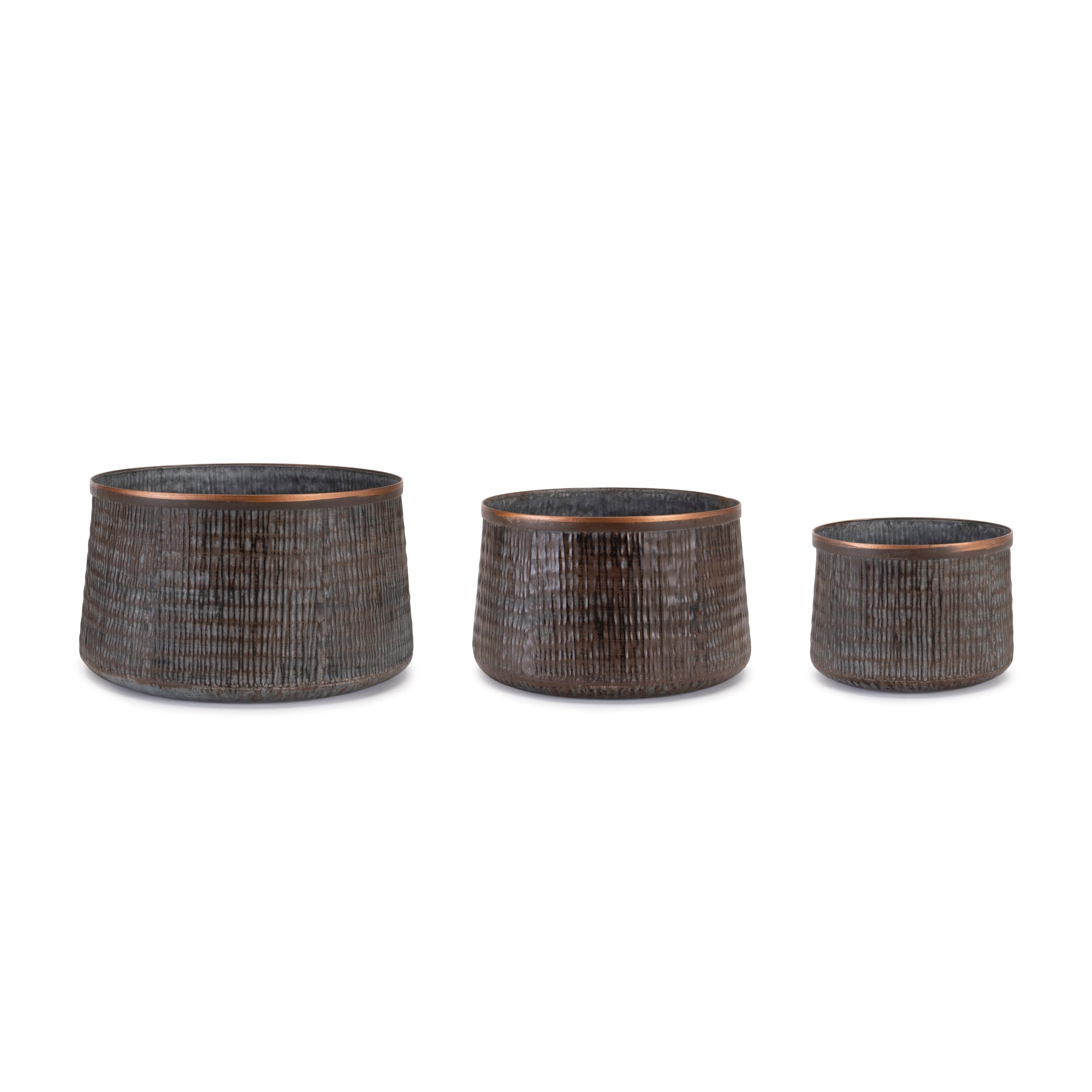 Container (Set of 3) 6.5"D x 4.5"H, 9"D x 5.5"H, 11"D x 6.25"H Metal