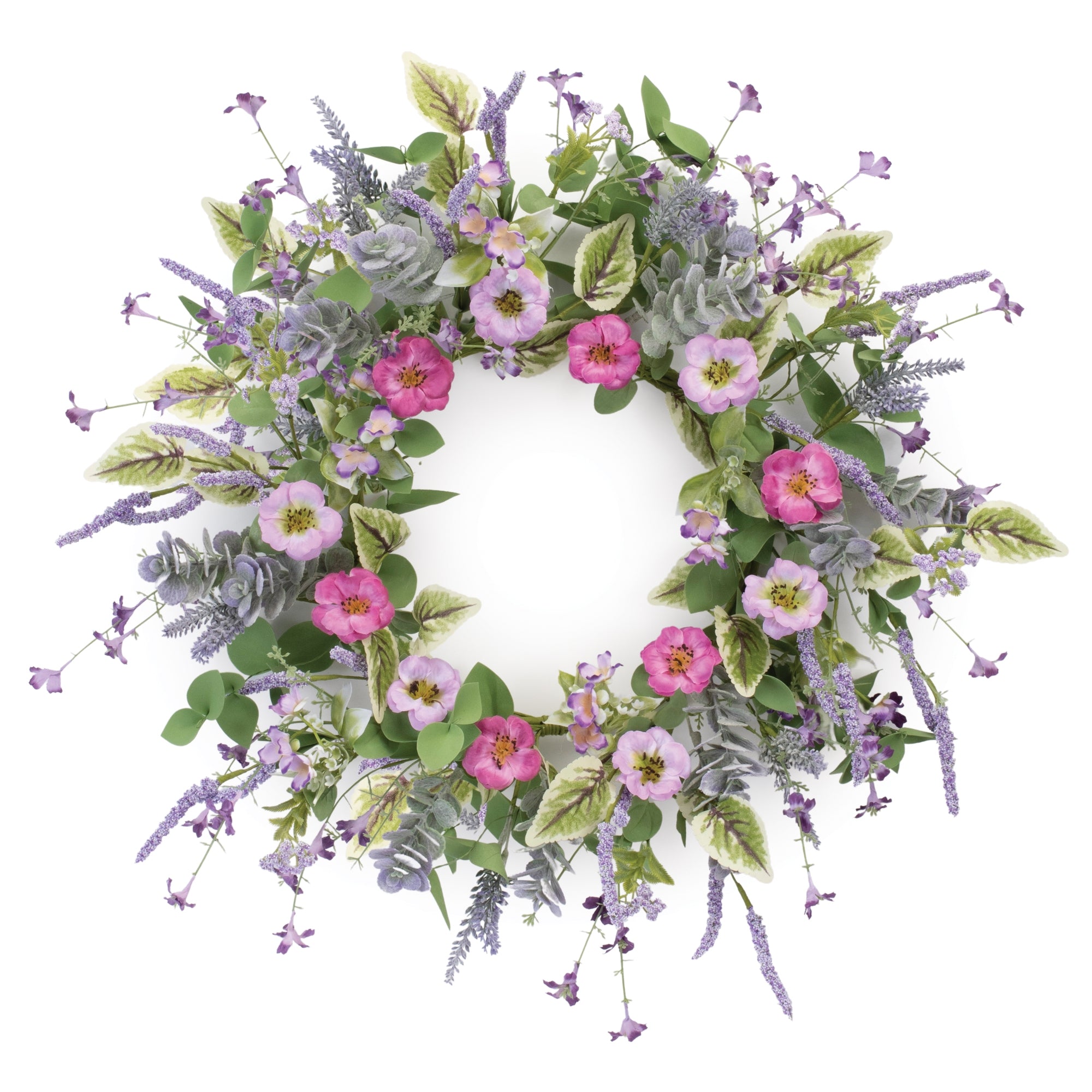 Mixed Floral Wreath 22”D Polyester/