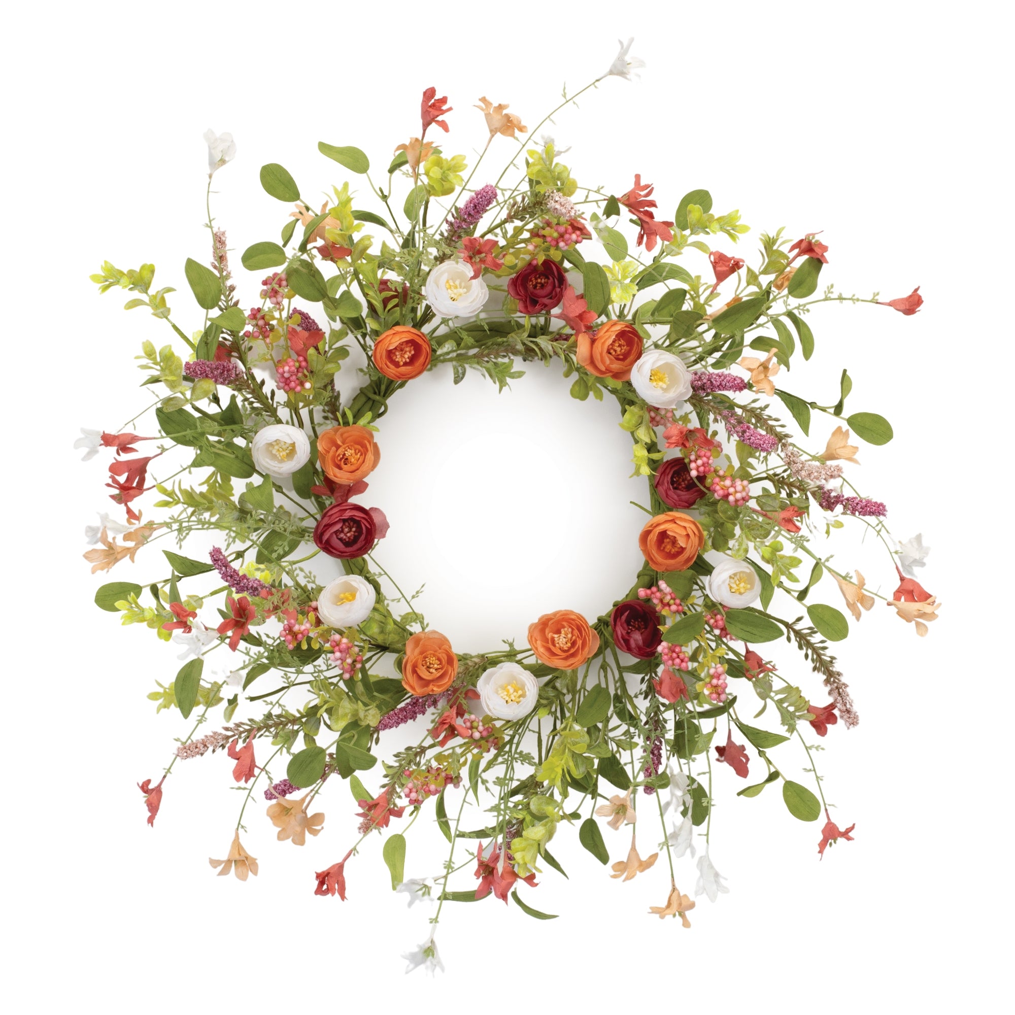 Mixed Ranunculus Wreath 19”D Polyester/
