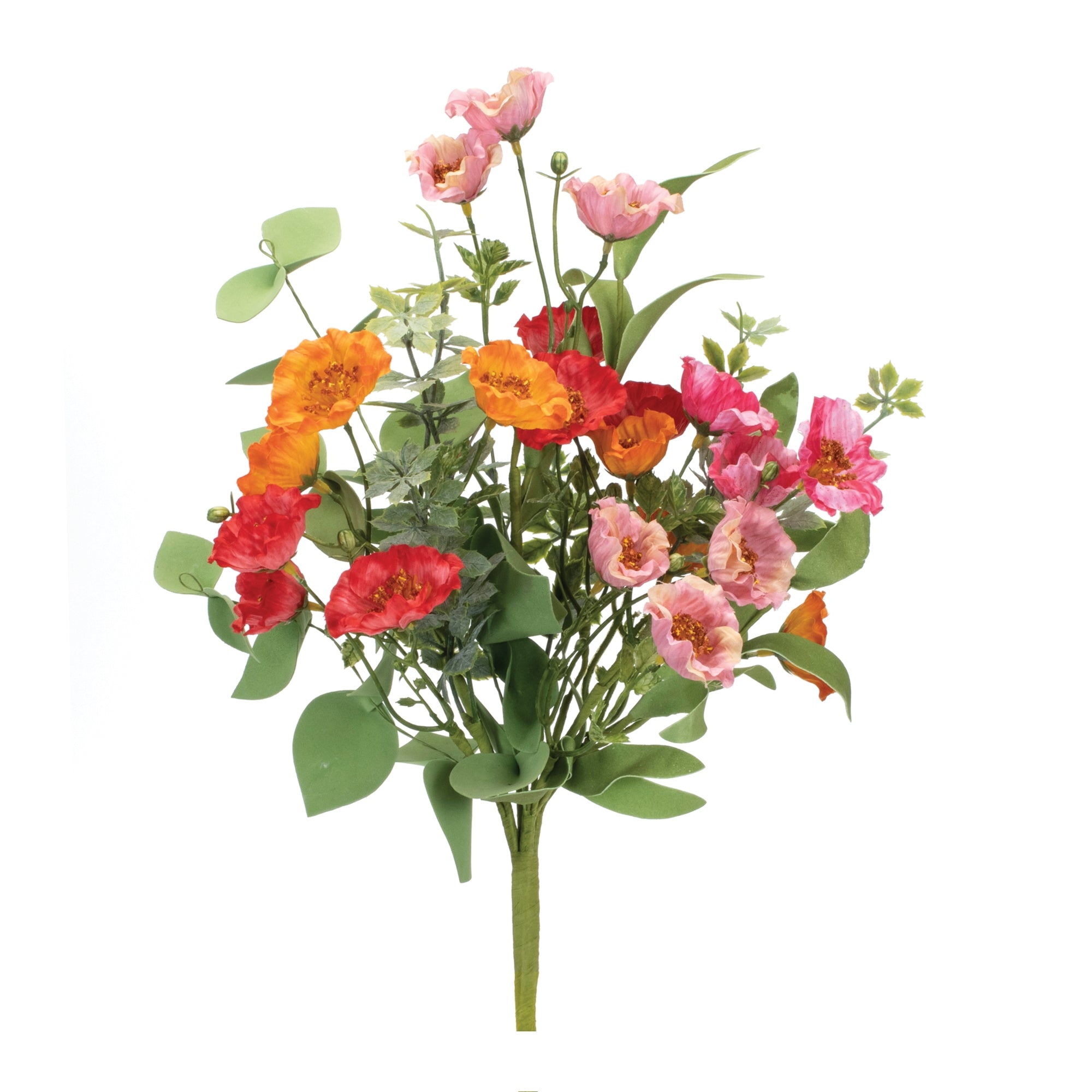 Mixed Poppy Bush 17.5”H Polyester
