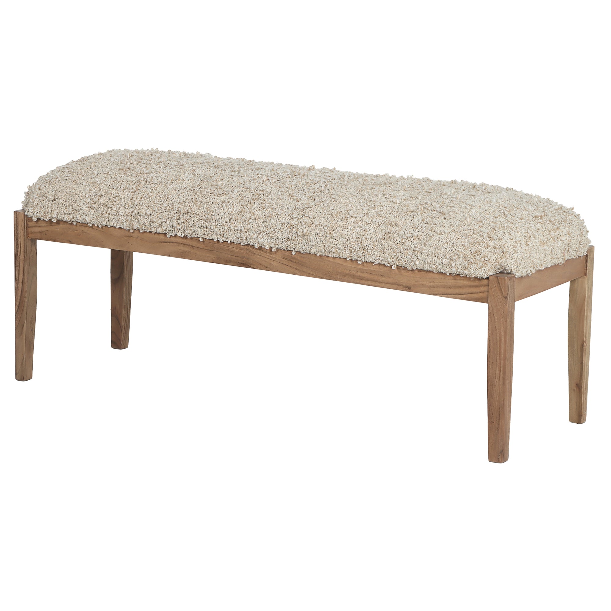 Bench, Acacia with Cream Boucle