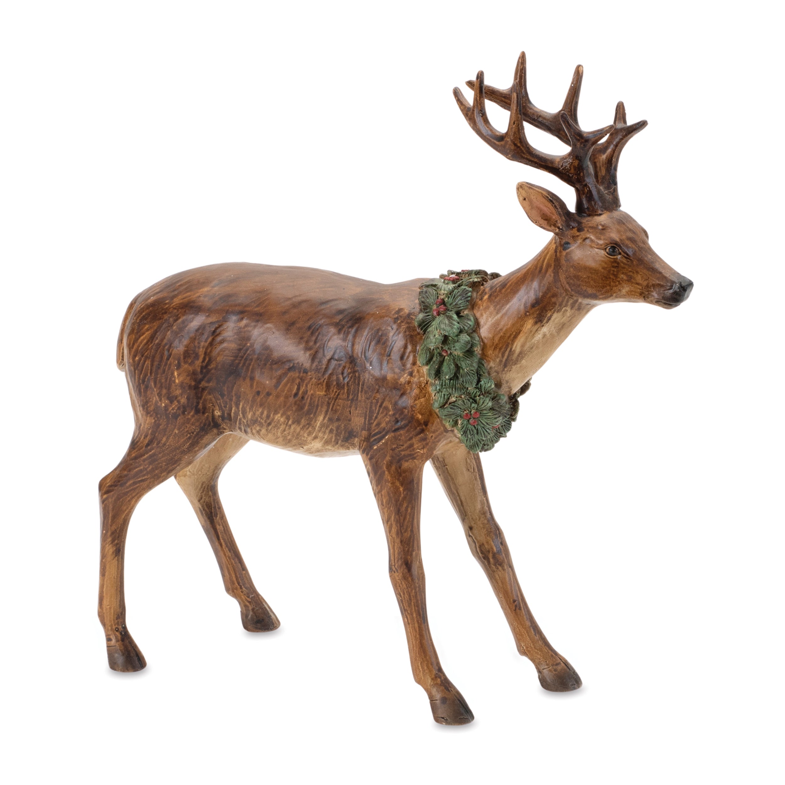 Deer w/Wreath (Set of 2) 8"L x 8"H Resin